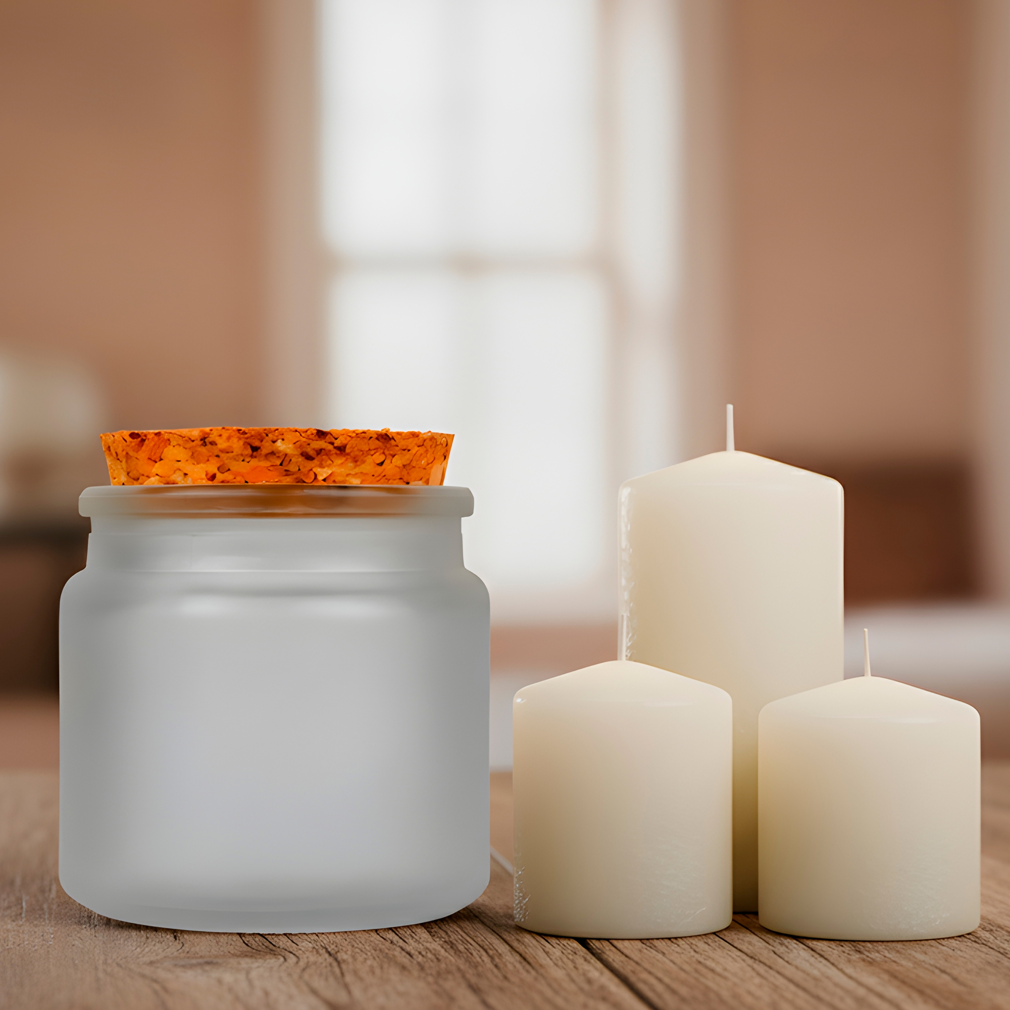 Frasco Porta Vela de vidrio con Tapa de Corcho 200 ML Colores 11