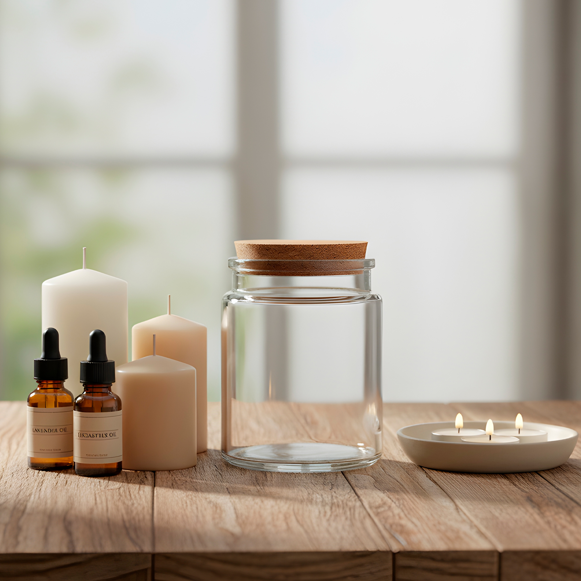 Frasco Porta Vela de vidrio con Tapa de Corcho 200 ML Colores 14