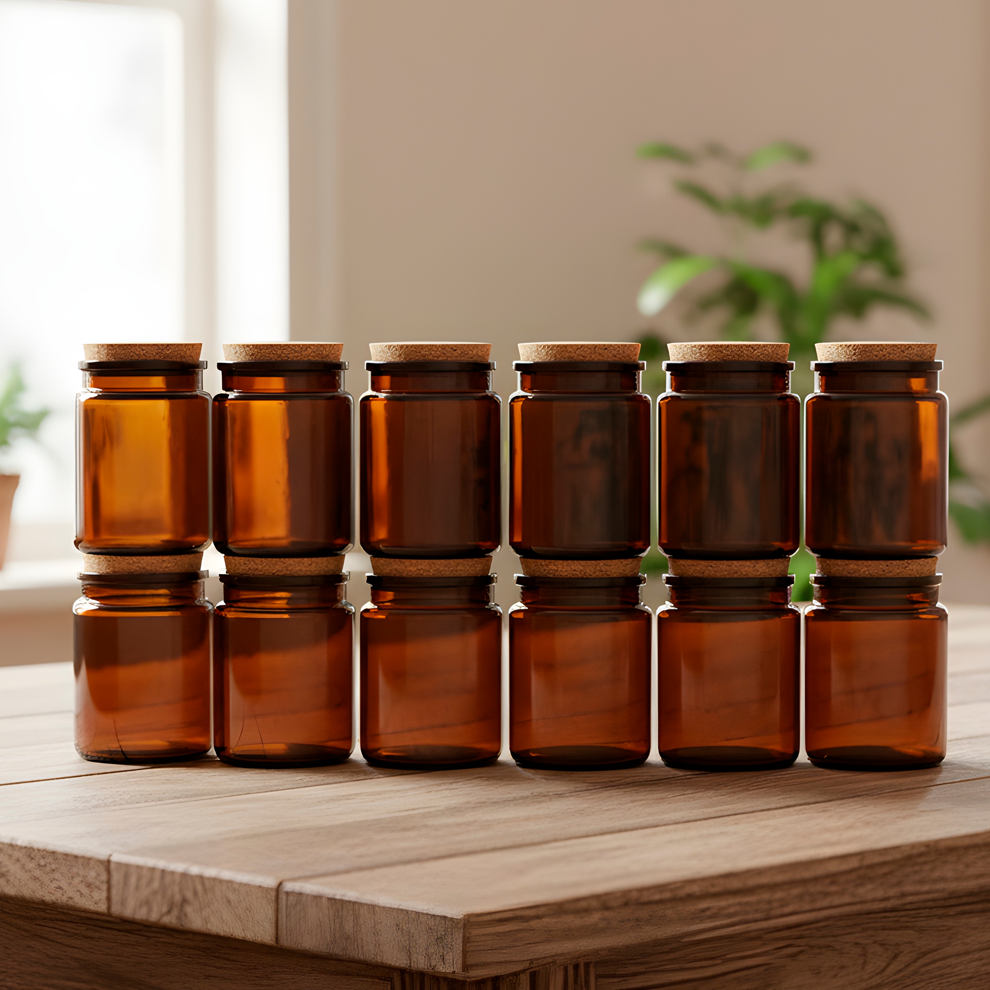 Frasco Porta Vela de vidrio con Tapa de Corcho 200 ML Colores 17