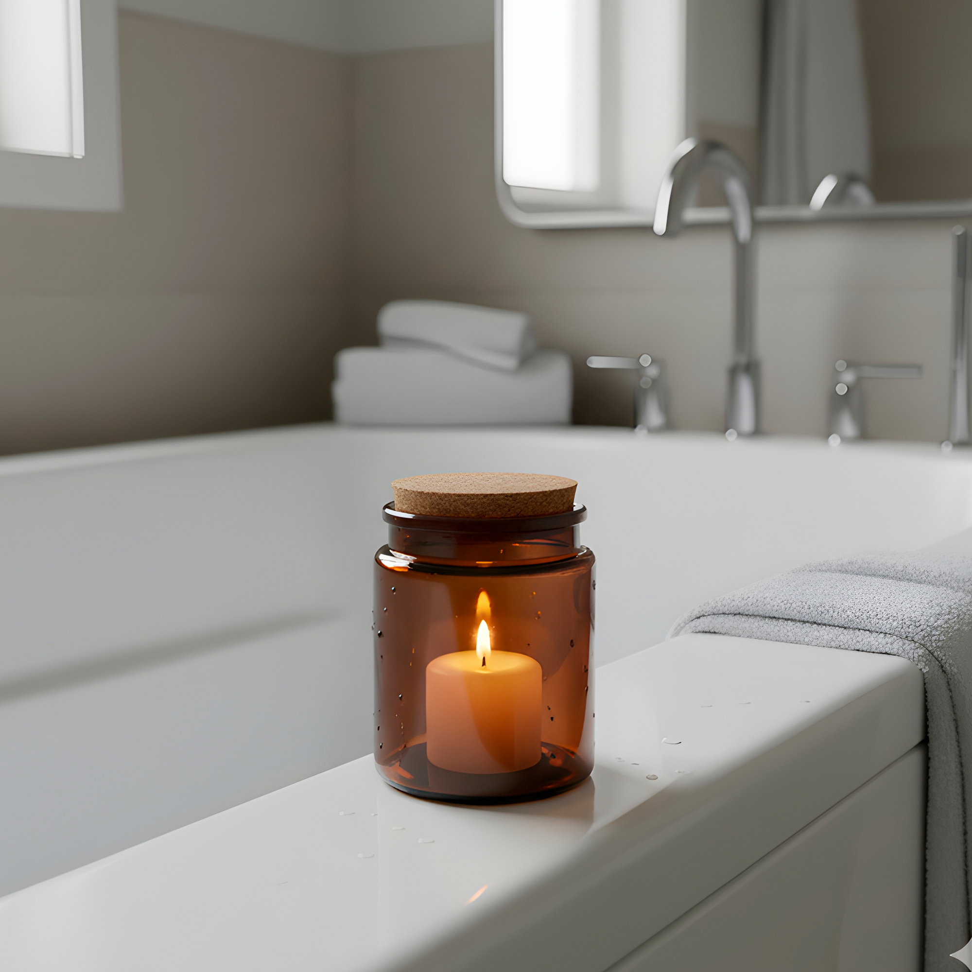 Frasco Porta Vela de vidrio con Tapa de Corcho 200 ML Colores 21