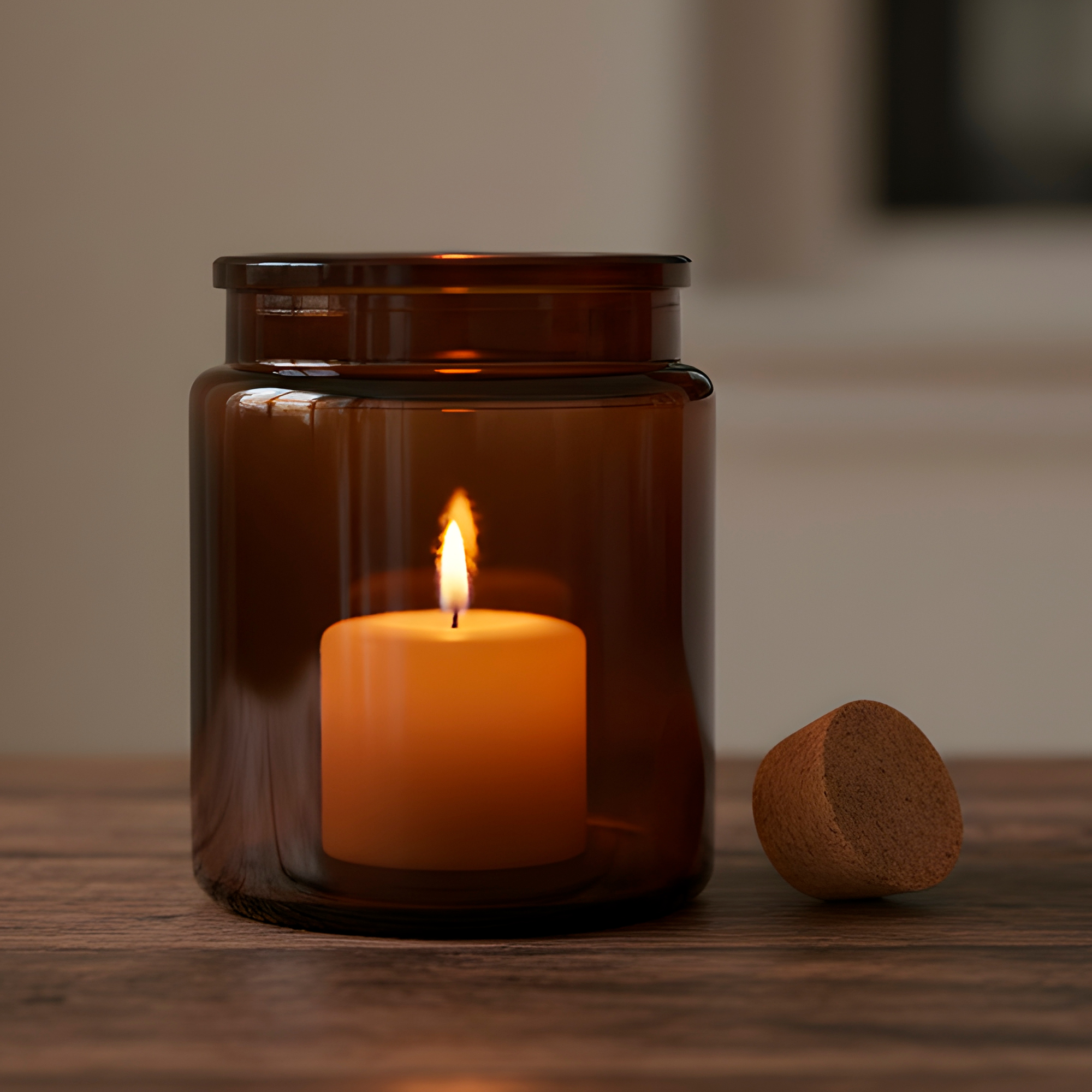 Frasco Porta Vela de vidrio con Tapa de Corcho 200 ML Colores 24