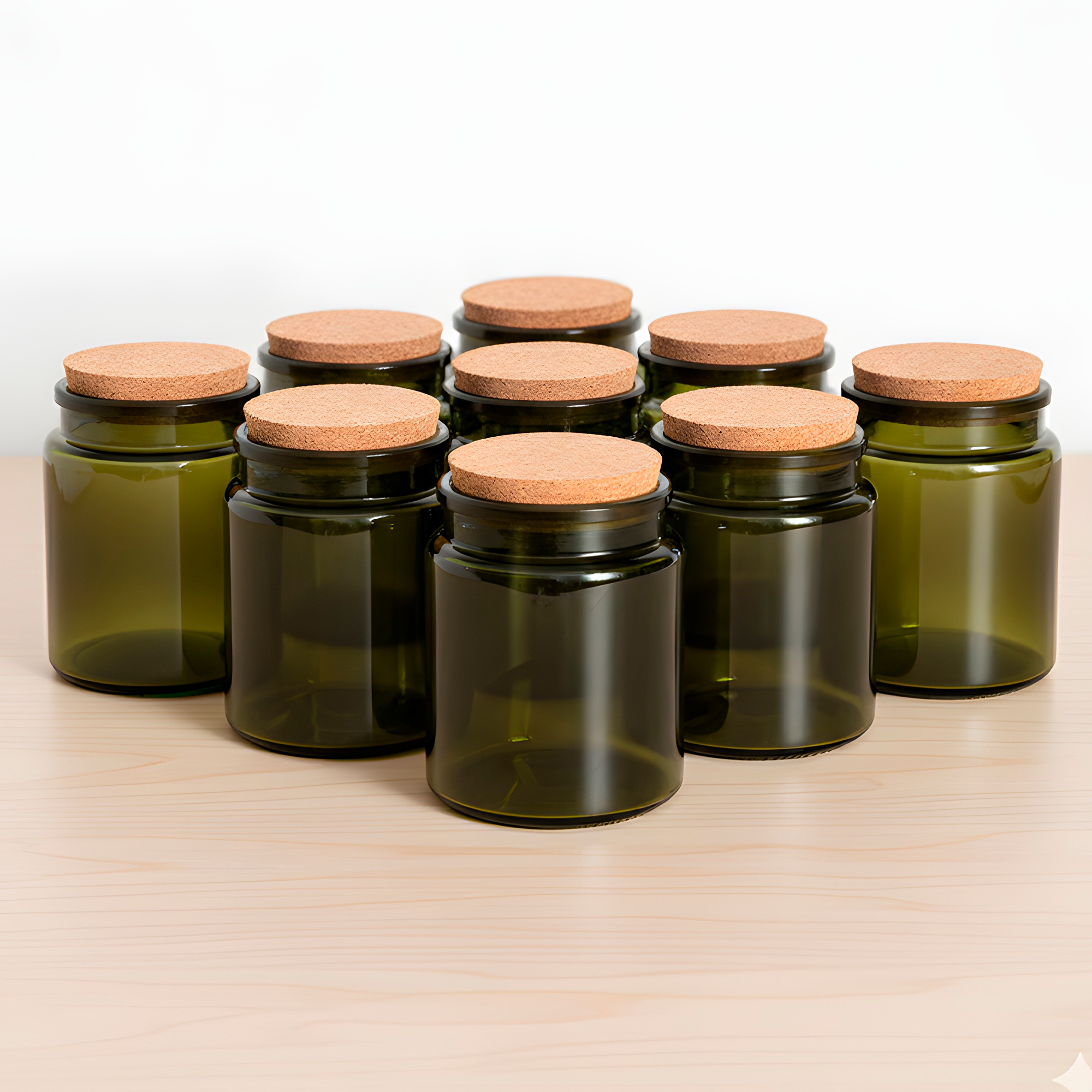 Frasco Porta Vela de vidrio con Tapa de Corcho 200 ML Colores 26