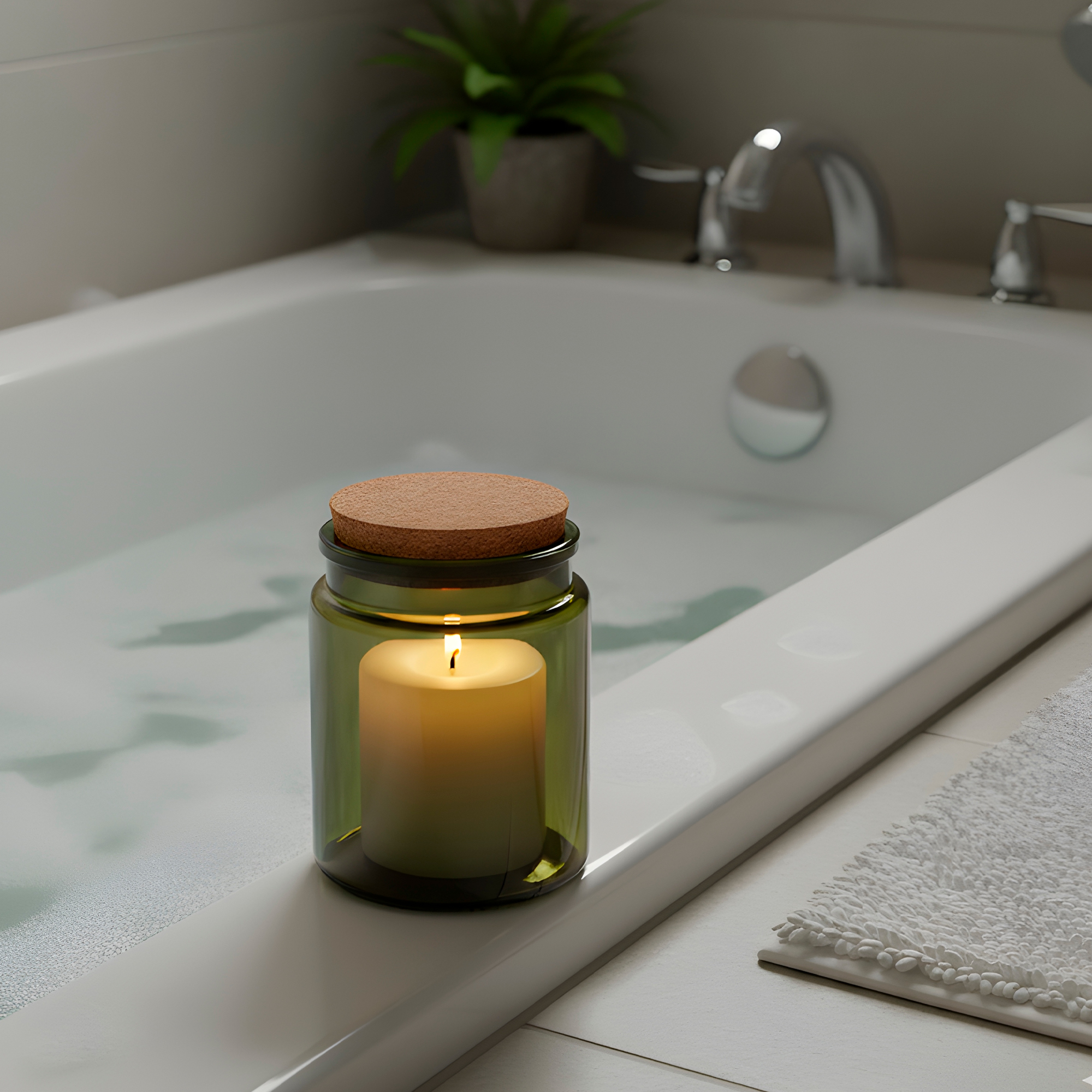 Frasco Porta Vela de vidrio con Tapa de Corcho 200 ML Colores 27