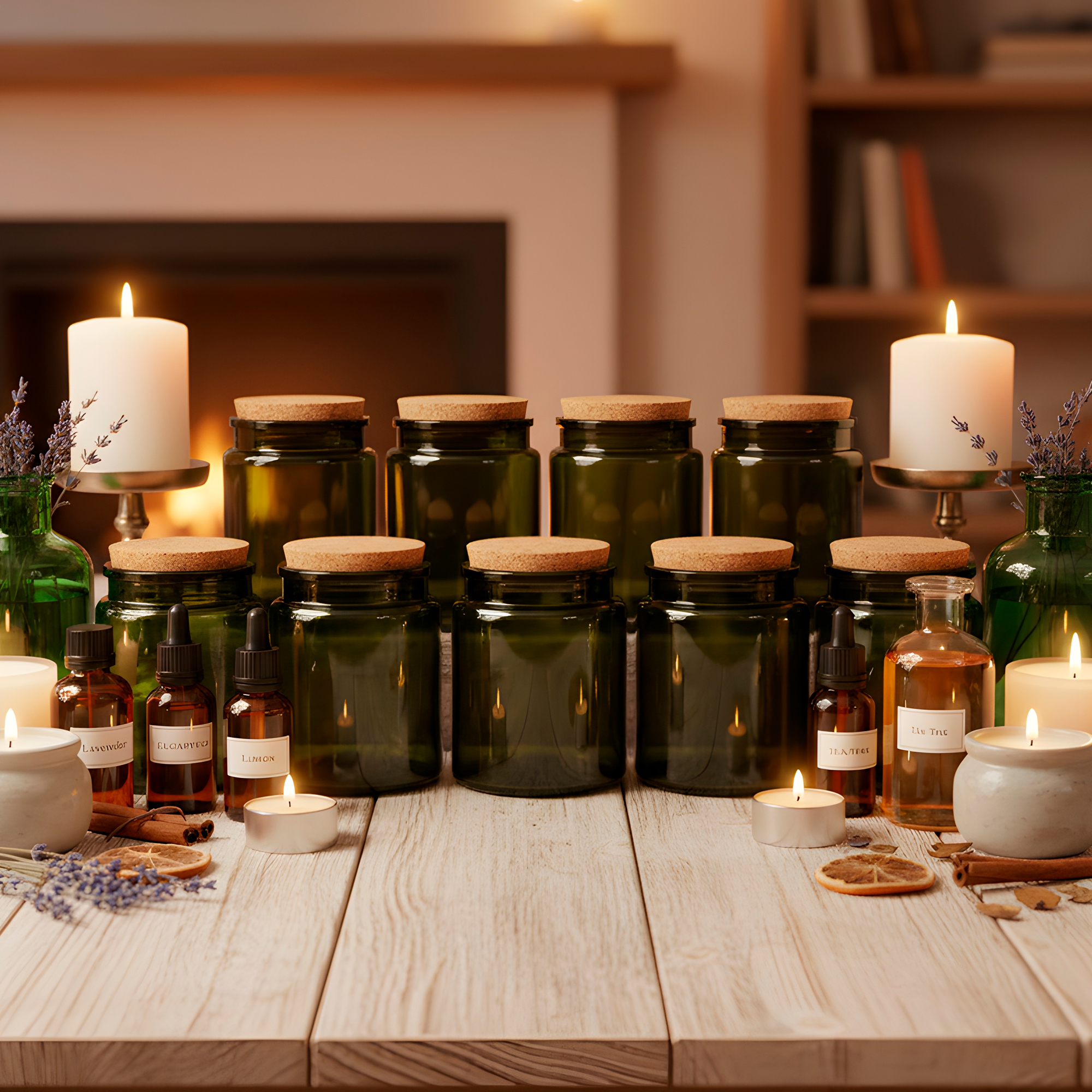 Frasco Porta Vela de vidrio con Tapa de Corcho 200 ML Colores 28