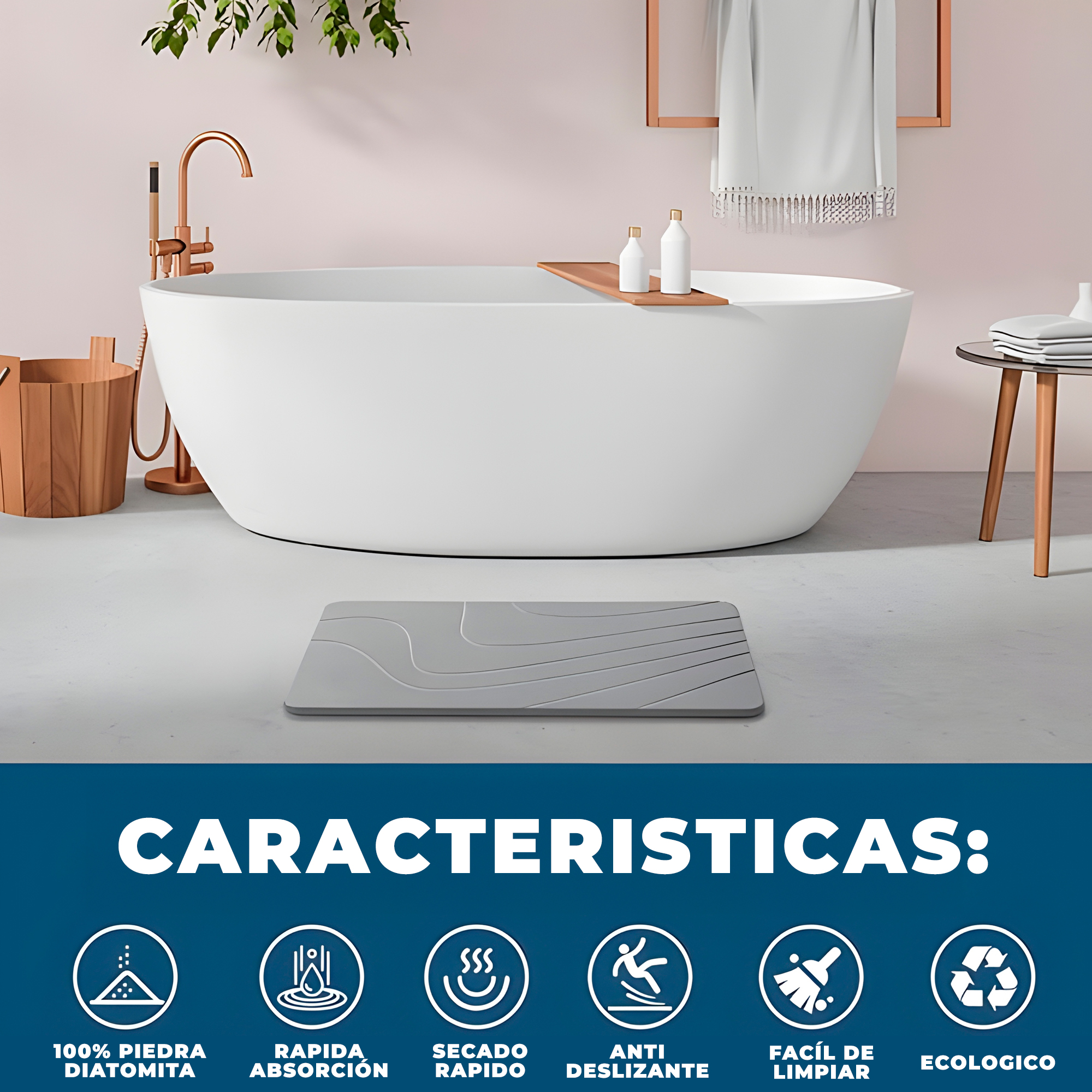 Alfombra Baño Absorbente Piedra Diatomita Salida De Baño 3