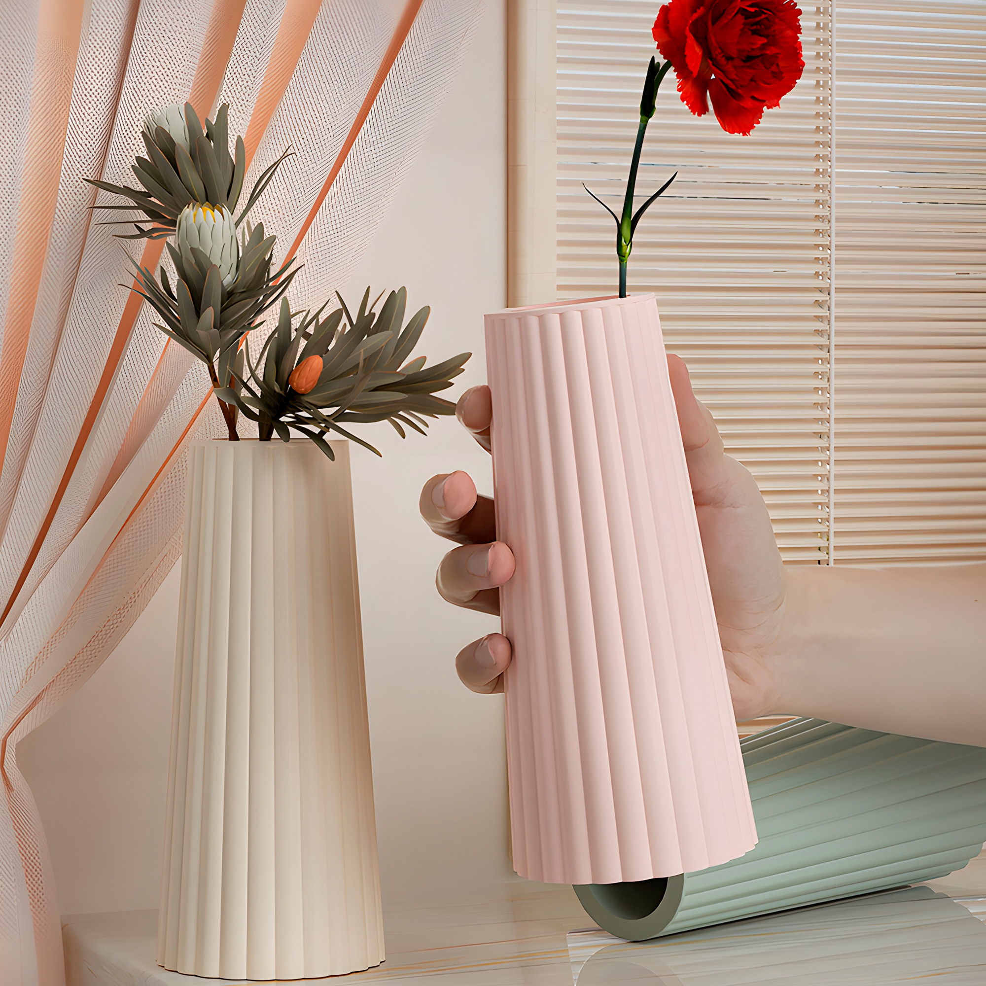 Molde de silicona Diseño Jarrón Florero con Estilo de Rayas 4 X 16 CM 6