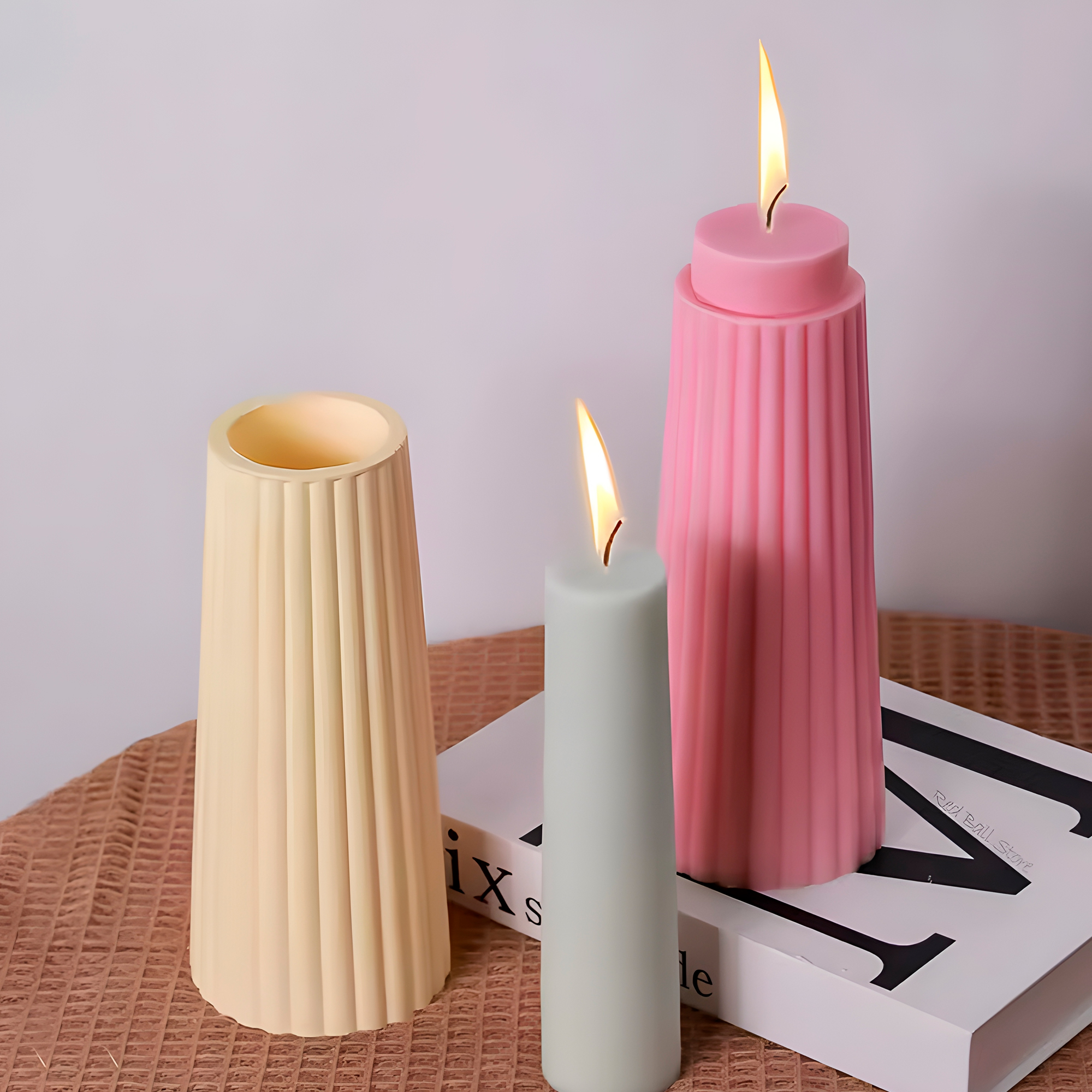 Molde de silicona Diseño Jarrón Florero con Estilo de Rayas 4 X 16 CM 7