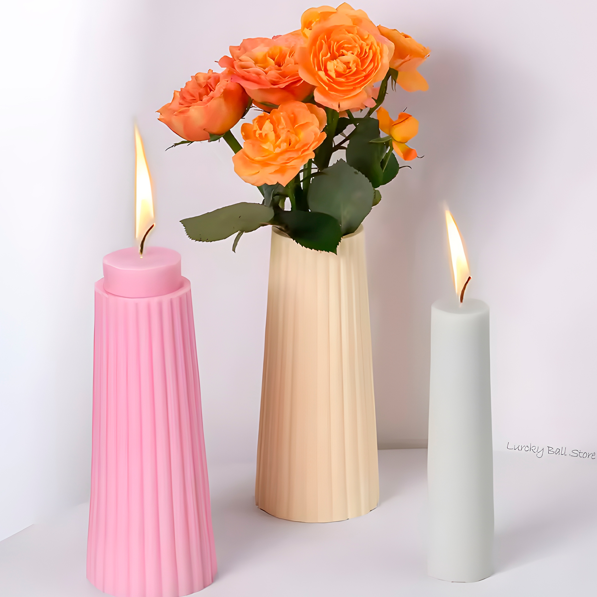 Molde de silicona Diseño Jarrón Florero con Estilo de Rayas 4 X 16 CM 8