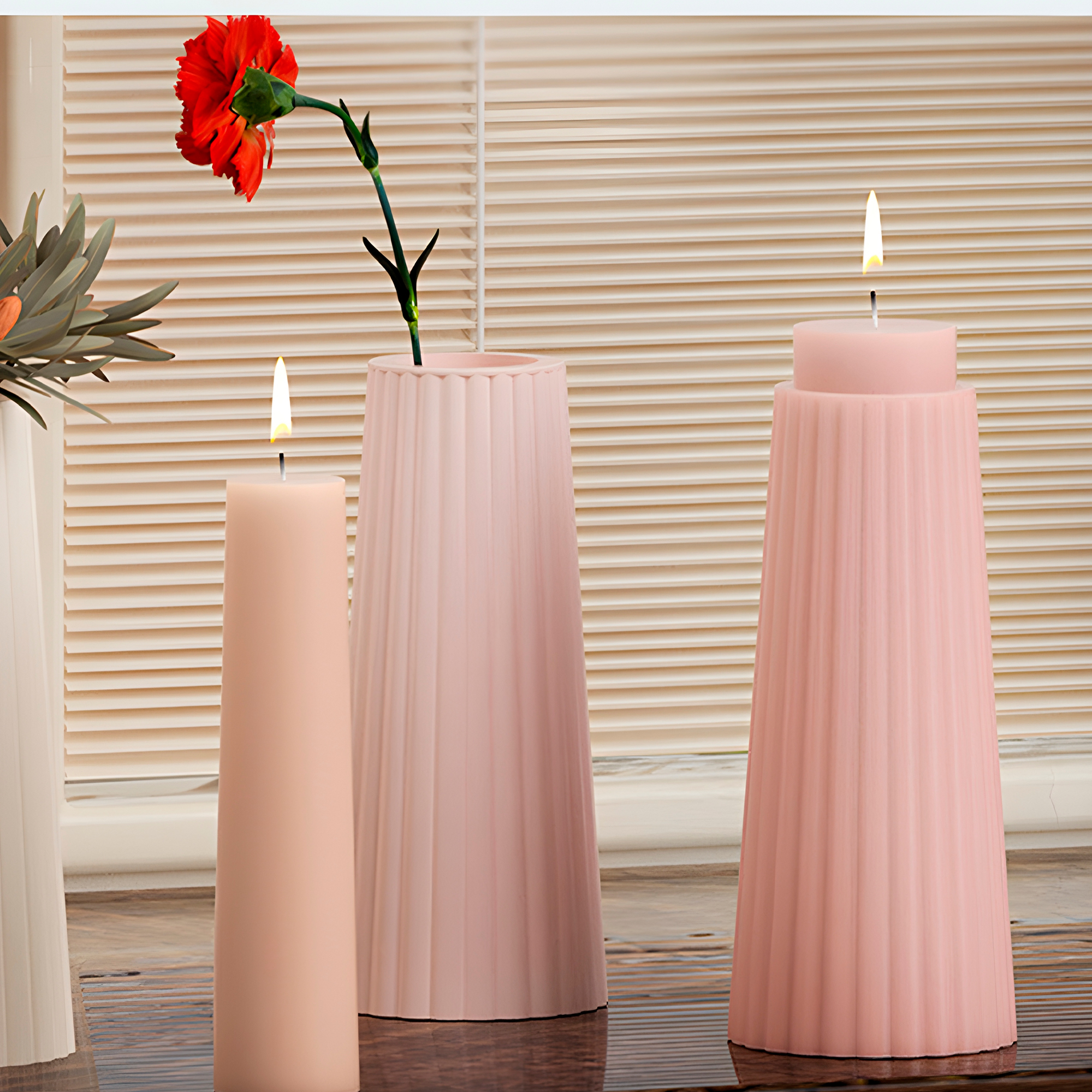 Molde de silicona Diseño Jarrón Florero con Estilo de Rayas 4 X 16 CM 10