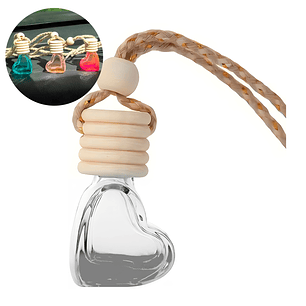Frasco Difusor de Auto Vidrio Aromatizante Aceite Esencial Forma Corazón para Ventilación 5ML