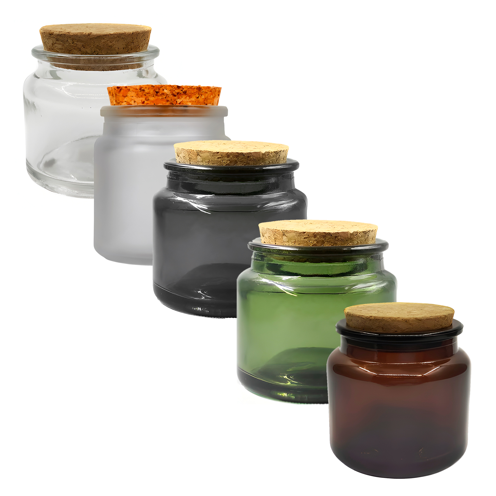 Frasco Porta Vela de vidrio con Tapa de Corcho 100 ML Colores Variados 1