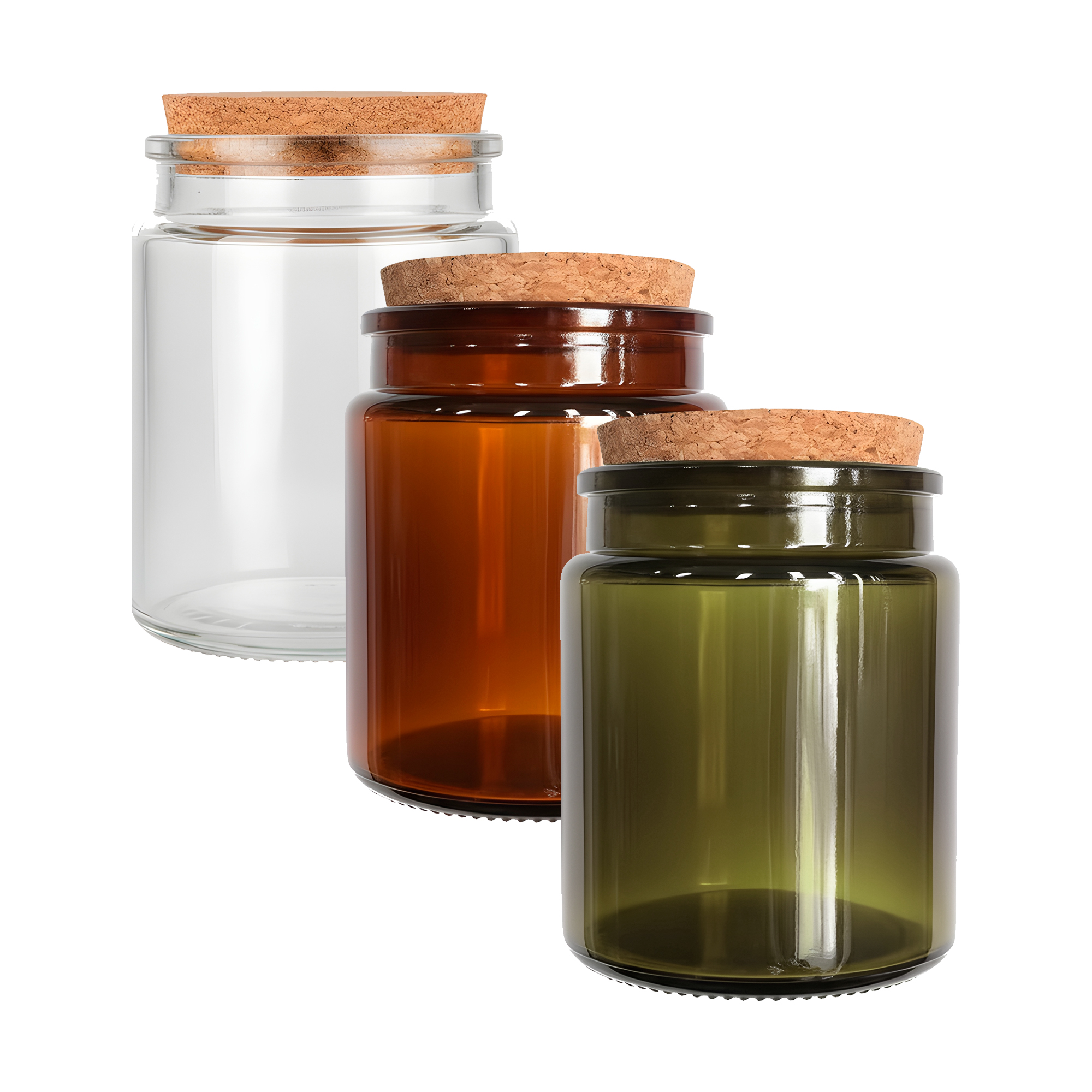 Frasco Porta Vela de vidrio con Tapa de Corcho 200 ML Colores 1