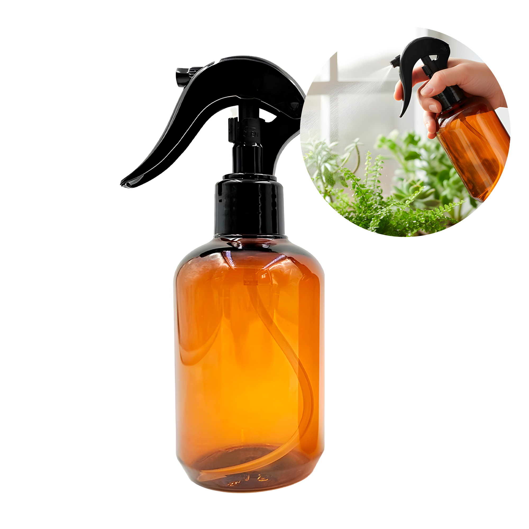 Frasco de vidrio Ámbar contenedor disparador válvula líquido Spray 240 ML 1