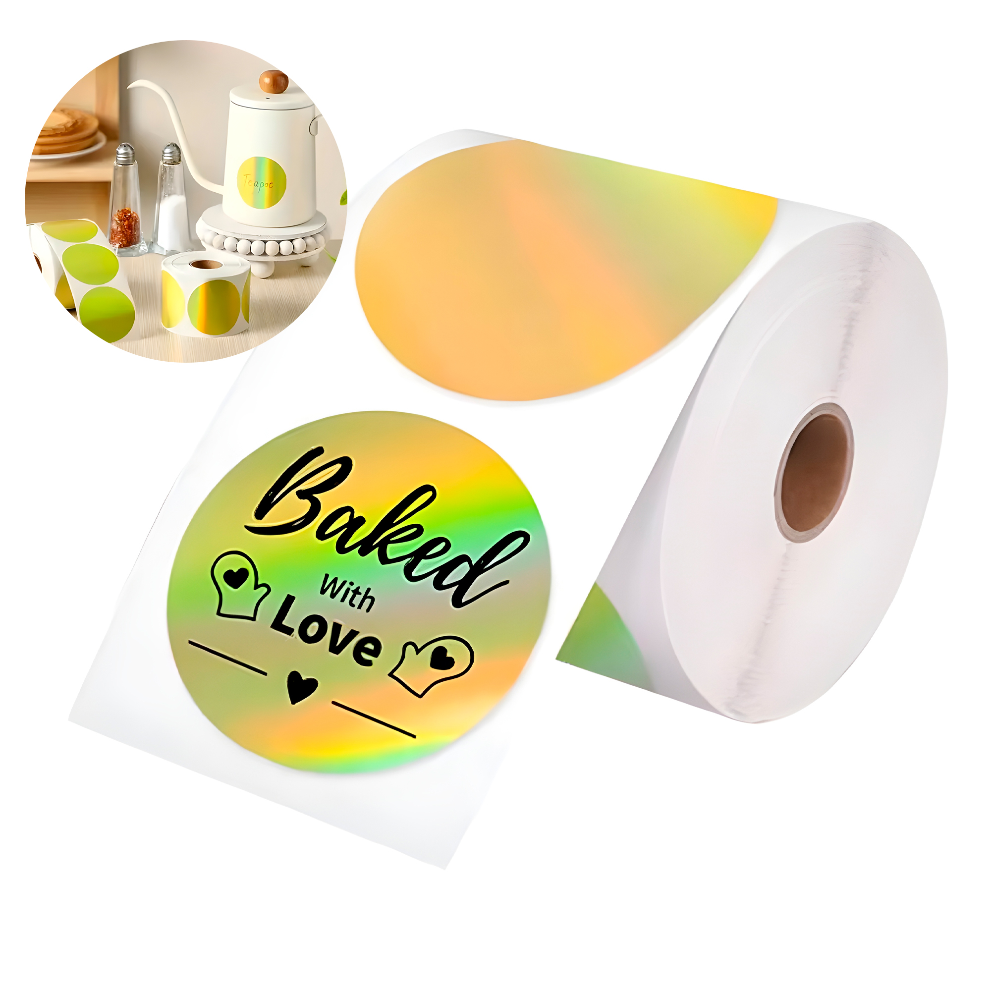 Rollo Stickers Autoadhesivos Etiquetas Cerrar Bolsas Colores 500 pcs 5 CM 5