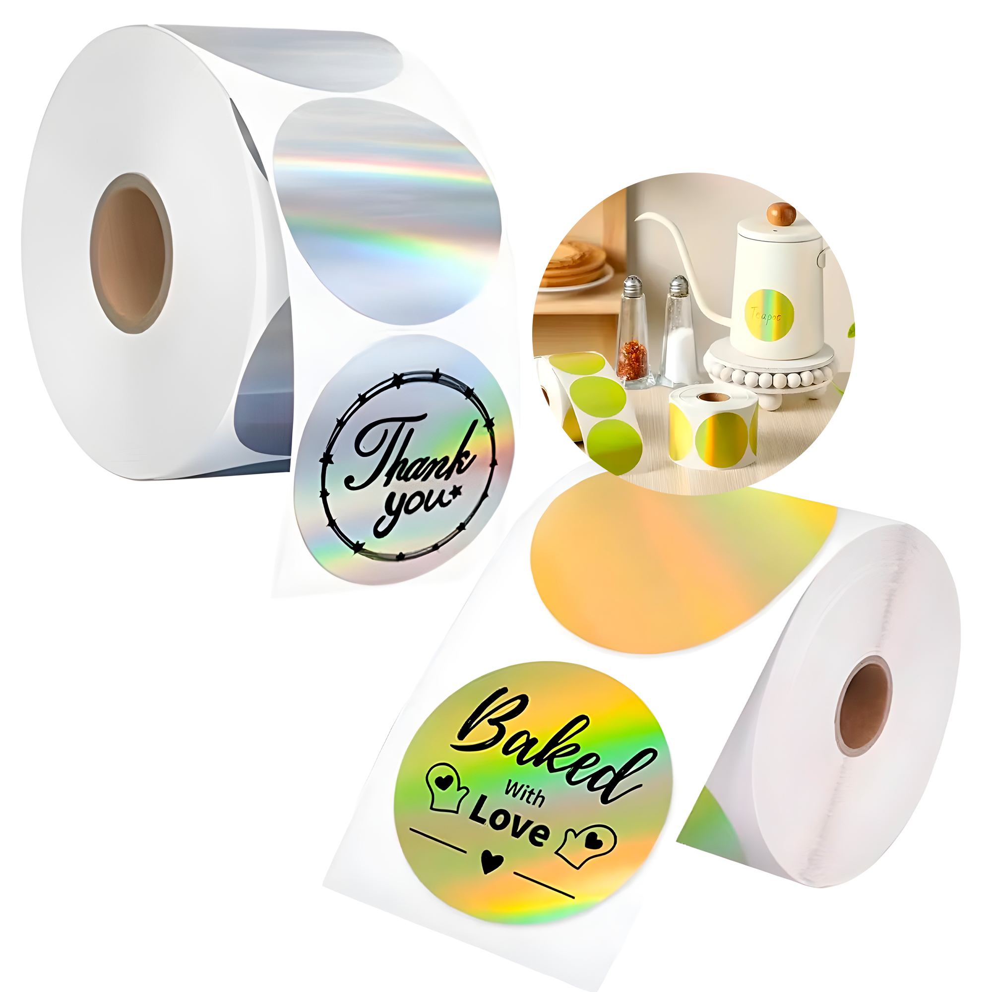 Rollo Stickers Autoadhesivos Etiquetas Cerrar Bolsas Colores 500 pcs 5 CM 1