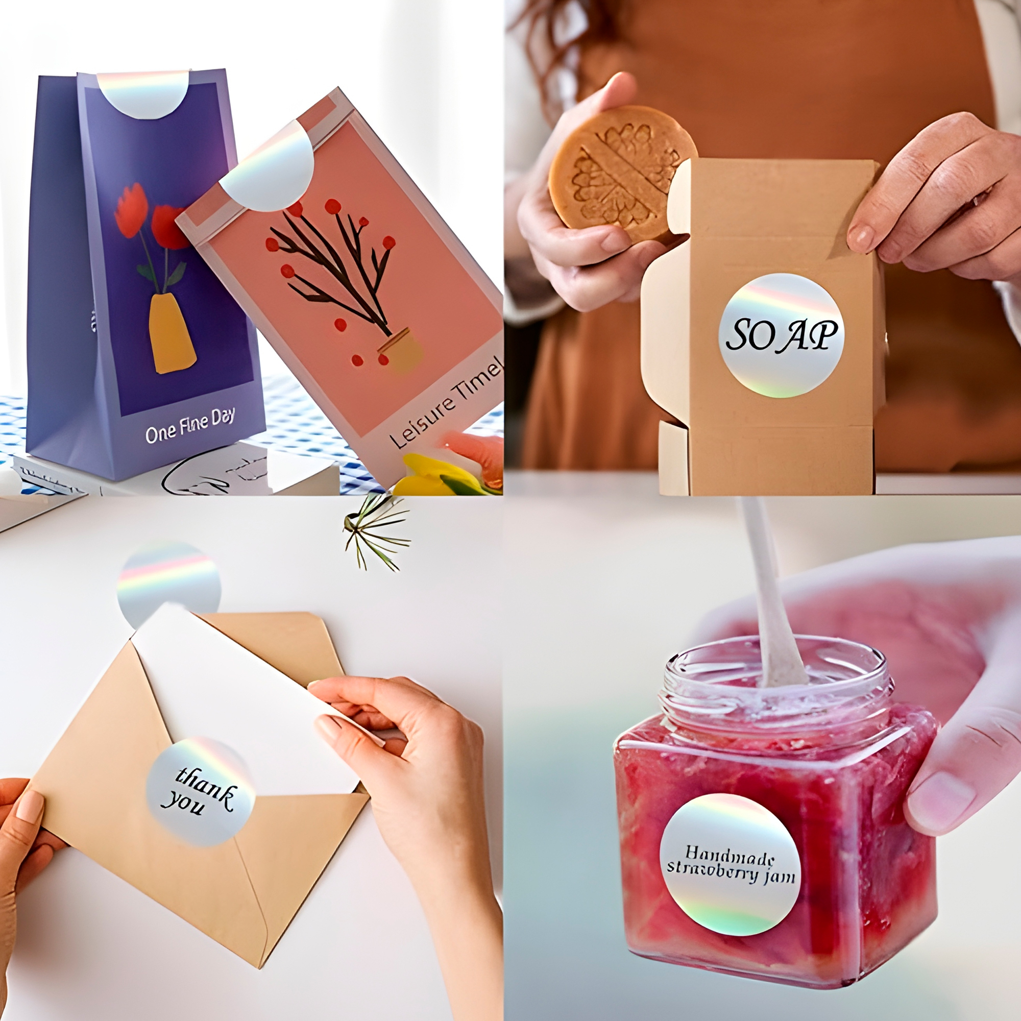 Rollo Stickers Autoadhesivos Etiquetas Cerrar Bolsas Colores 500 pcs 5 CM 21