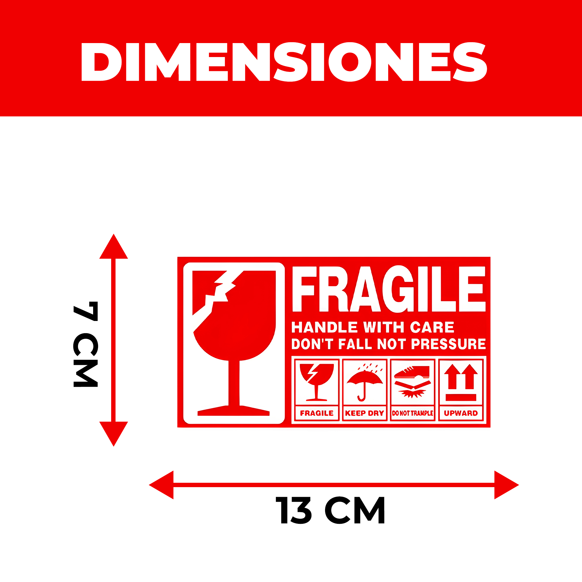 300 Etiquetas Adhesivas Envío Frágil Advertencia 13 X 7 CM 3