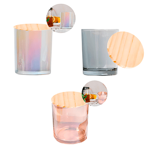 Frascos Para Vela Contenedor Vidrio 220 ml Con Tapa Colores