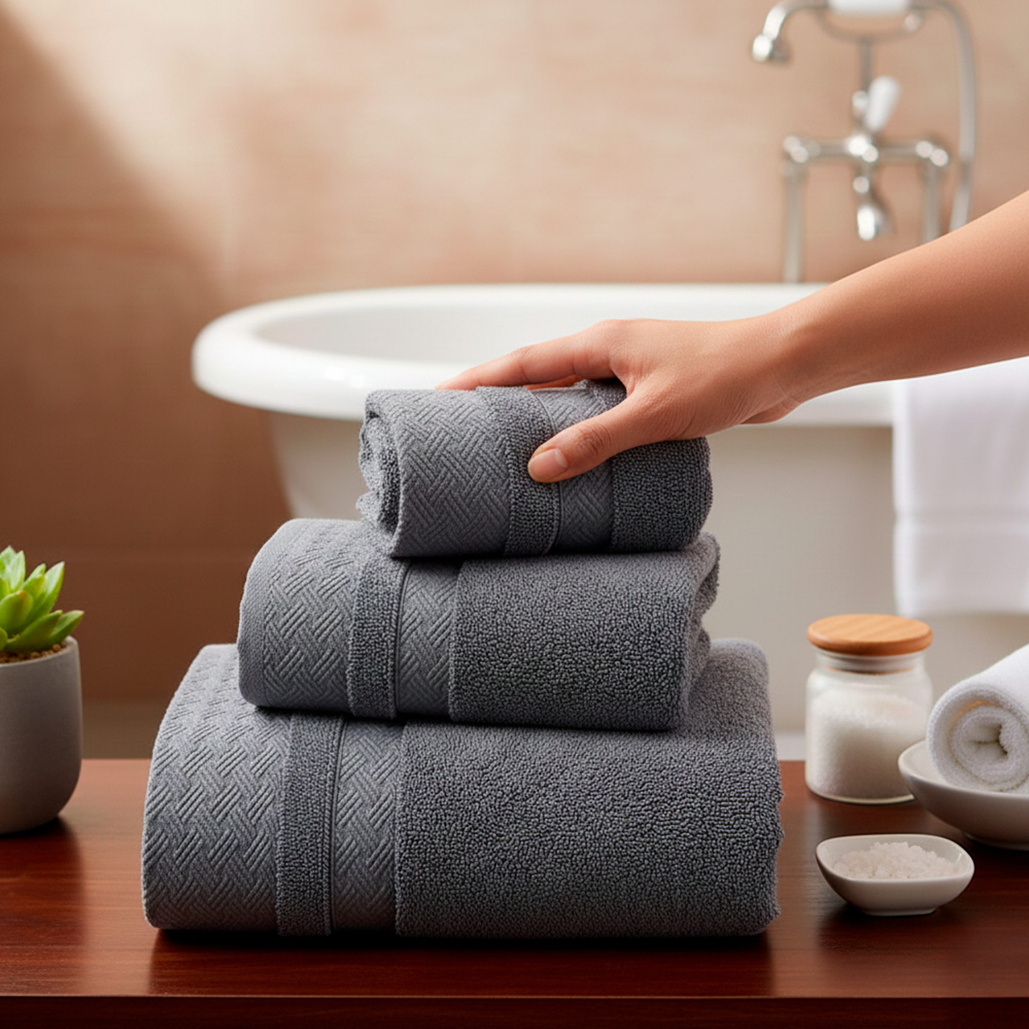 Juego 3 Toallas de Baño Algodón Suave Absorbente Colores 13