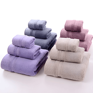 Juego 3 Toallas de Baño Algodón Suave Absorbente Colores