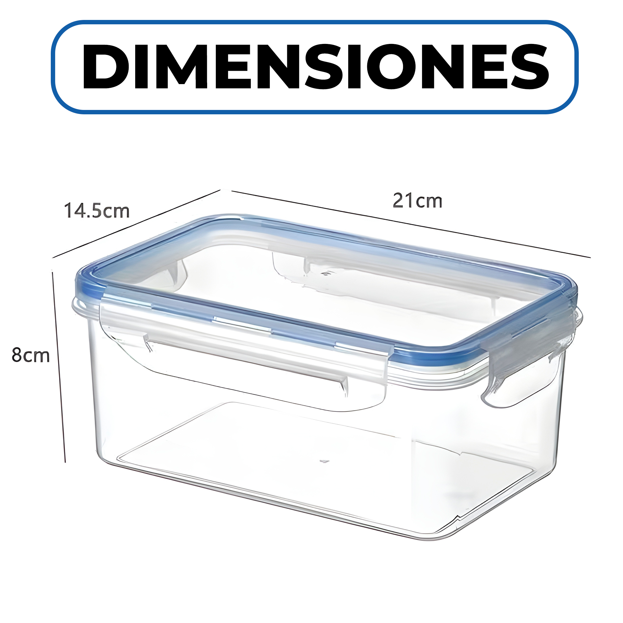 Contenedor Taper Herméticos Plástico 1500ML Comida Almuerzo 3