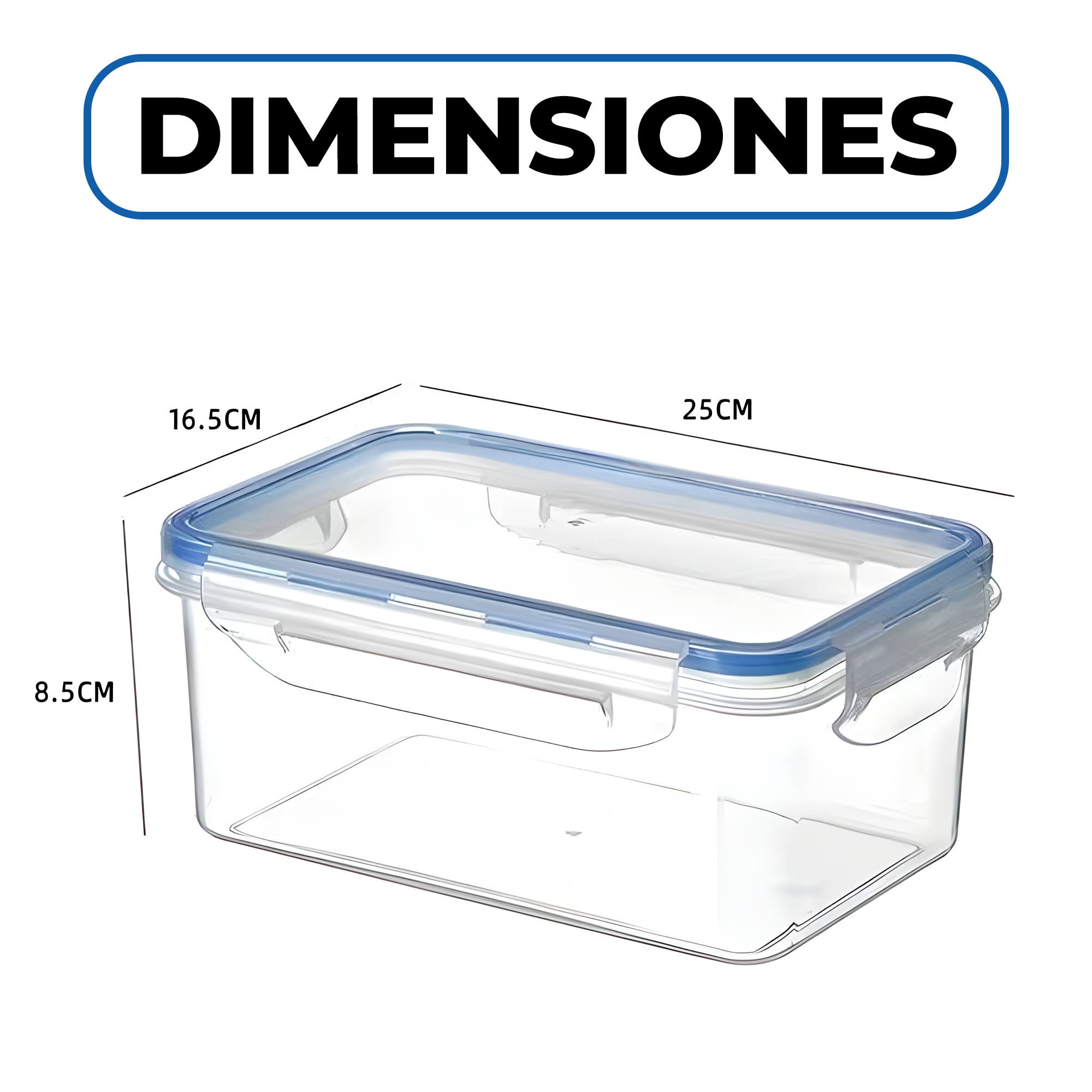 Contenedor Taper Herméticos Plástico 2500ML Comida Almuerzo 2