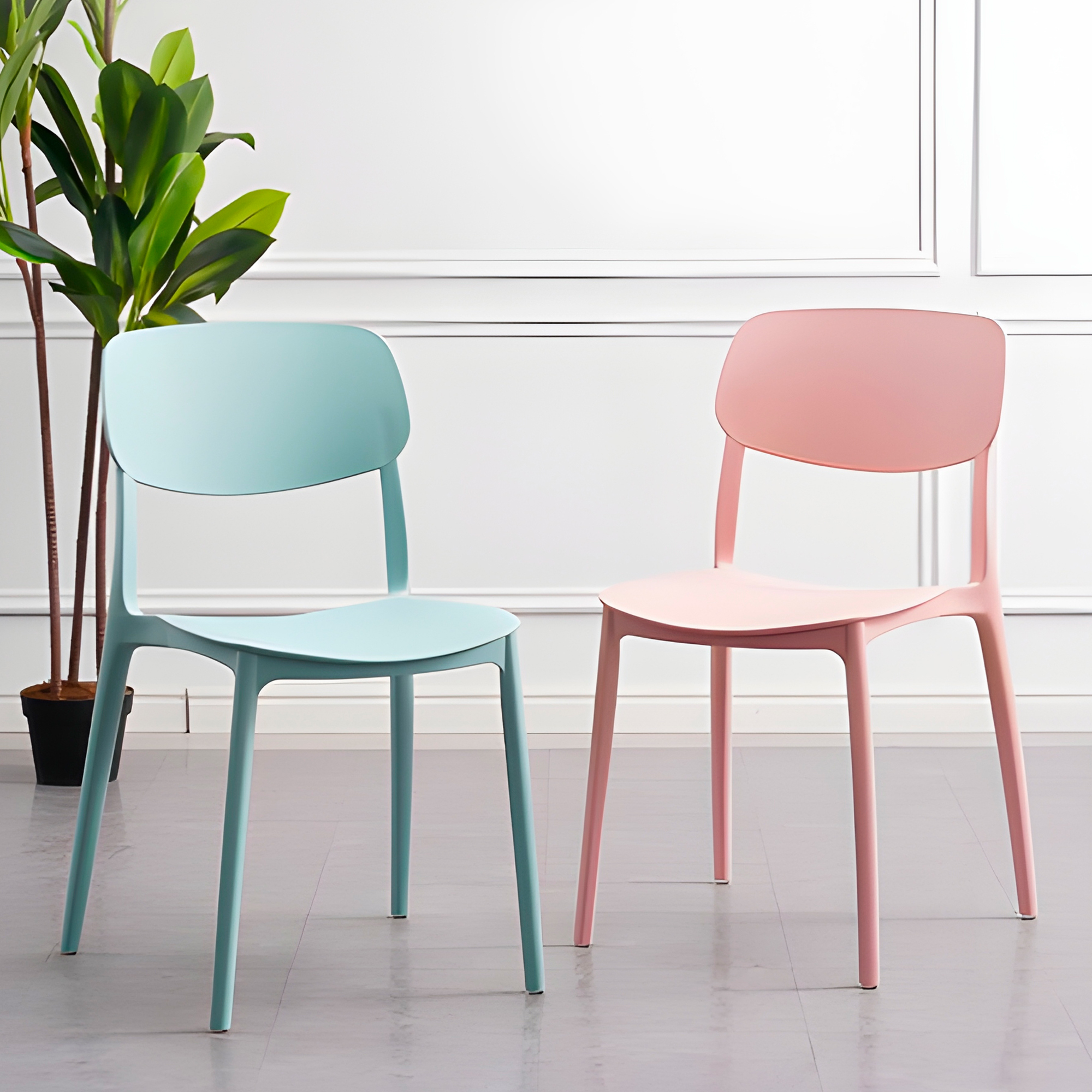 Sillas Oficina Plástico con respaldo Taburete Minimalistas Nórdica 19