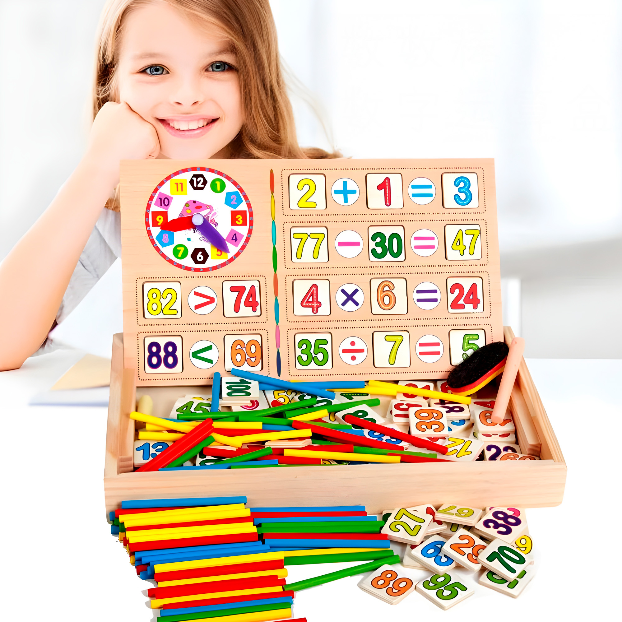 Juguete Matemático Educativo Montessori Tablero Madera Enseñanza Niños 5