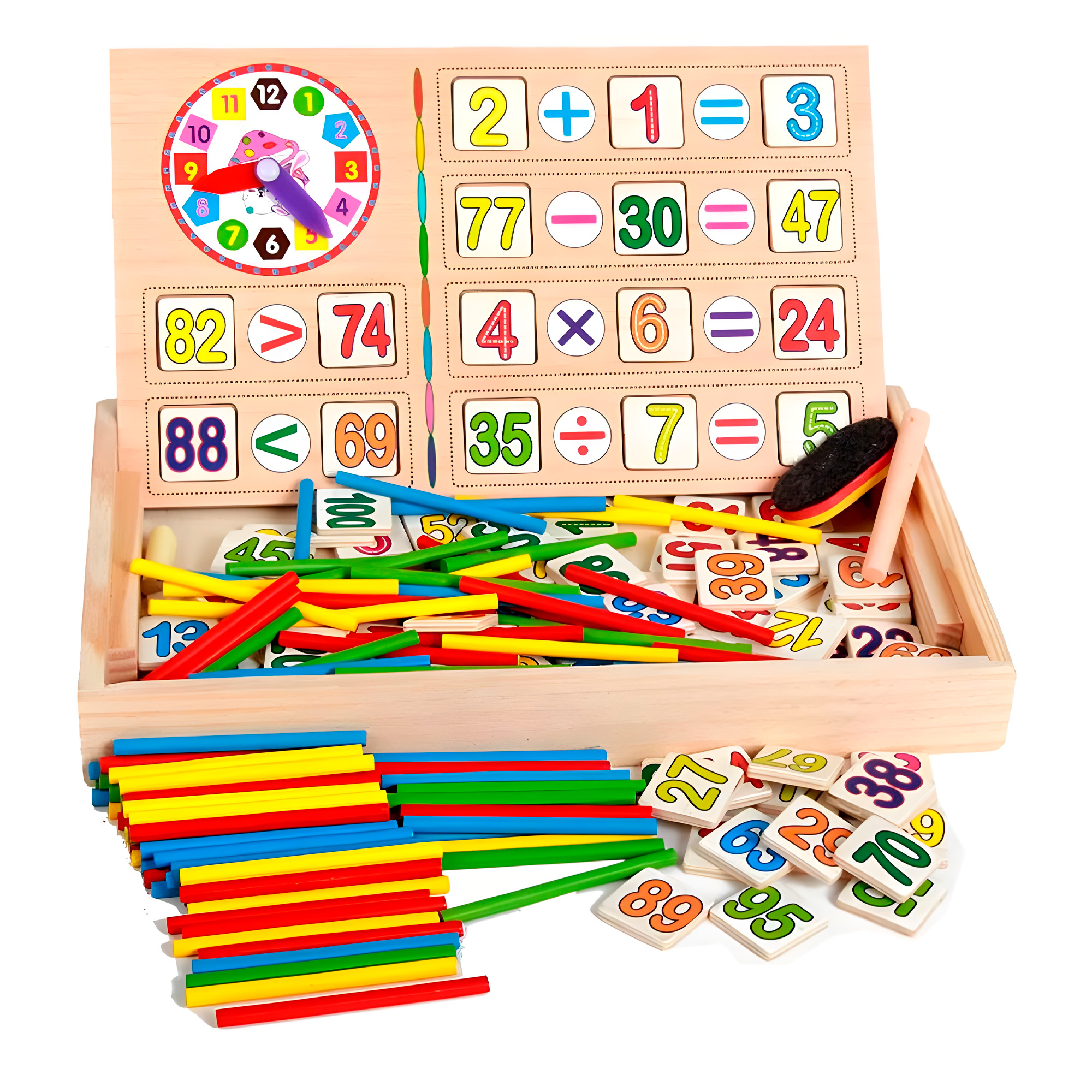 Juguete Matemático Educativo Montessori Tablero Madera Enseñanza Niños 1