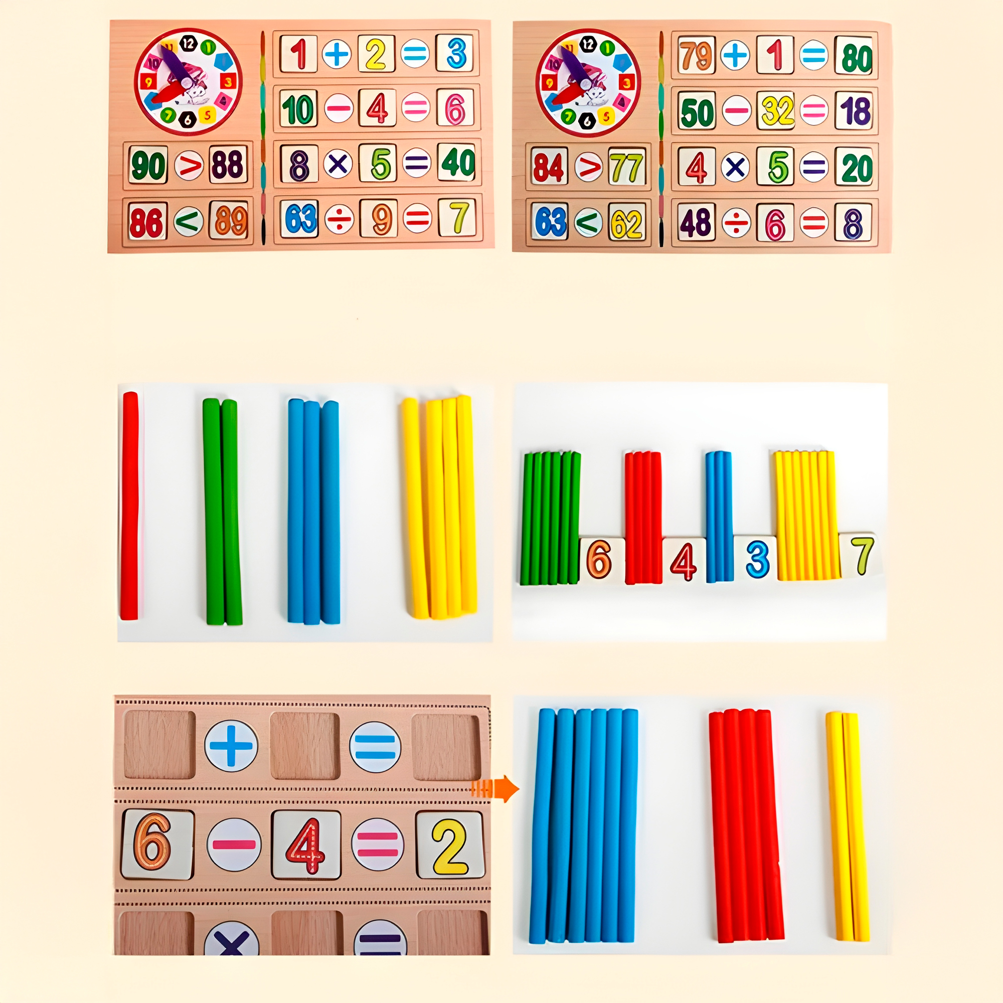 Juguete Matemático Educativo Montessori Tablero Madera Enseñanza Niños 4