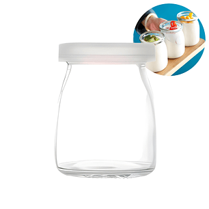 Frasco Vidrio Redondo Yogur 100ML Postres Gelatina Tapa plástica