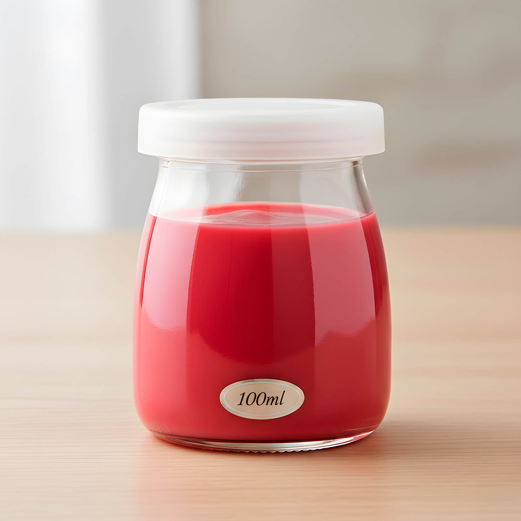 Frasco Vidrio Redondo Yogur 100ML Postres Gelatina Tapa plástica 8