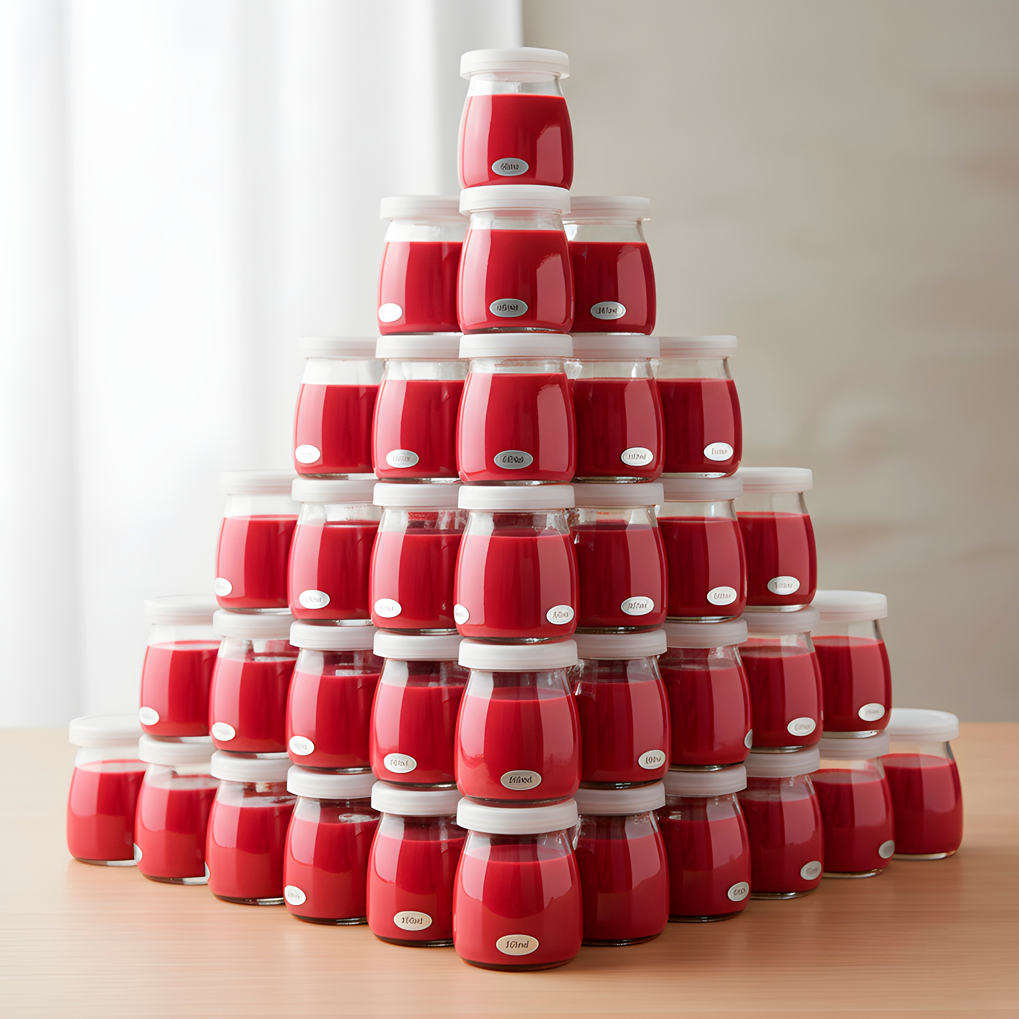 Frasco Vidrio Redondo Yogur 100ML Postres Gelatina Tapa plástica 9