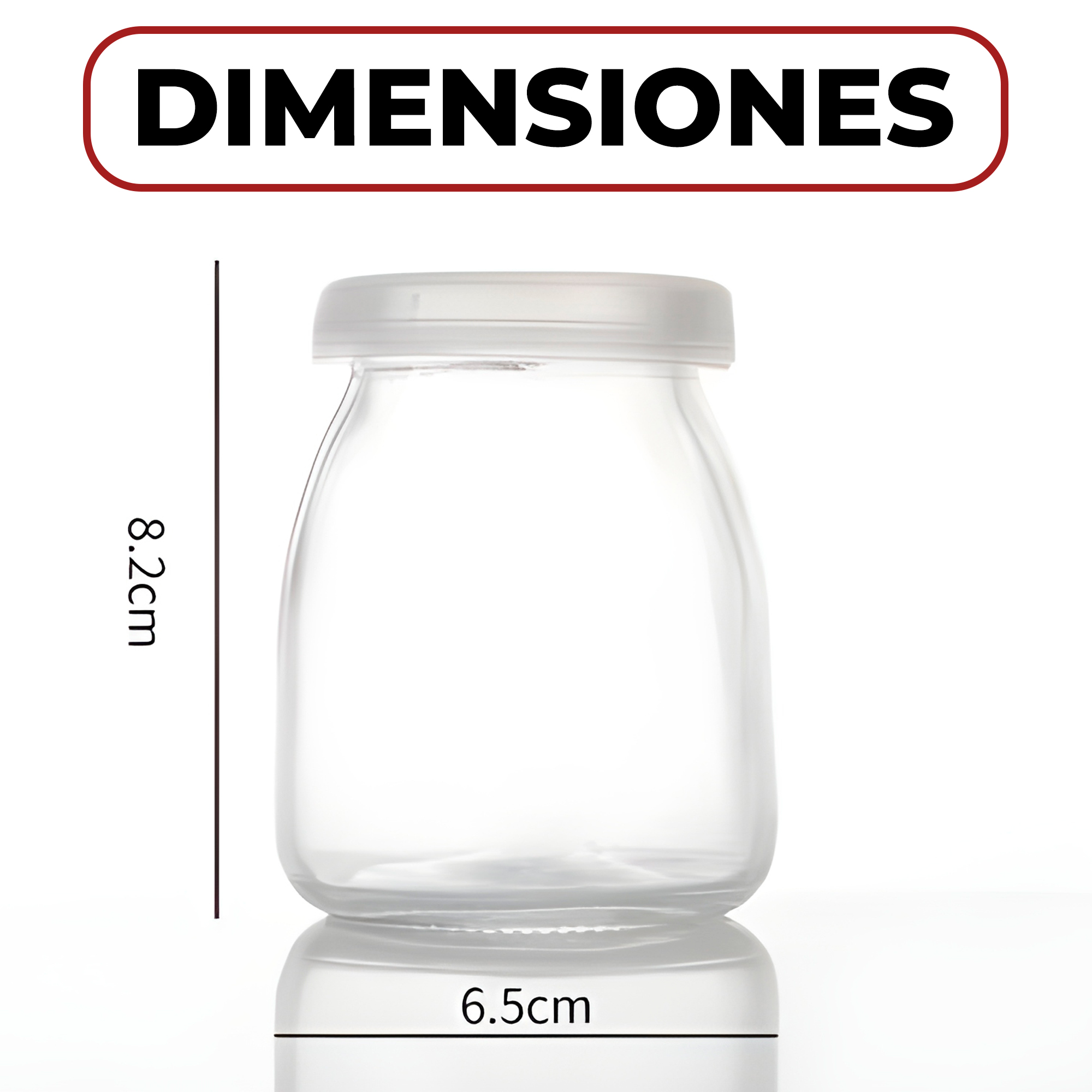 Frasco Vidrio Redondo Yogur 150ML Postres Gelatina Tapa plástica 3