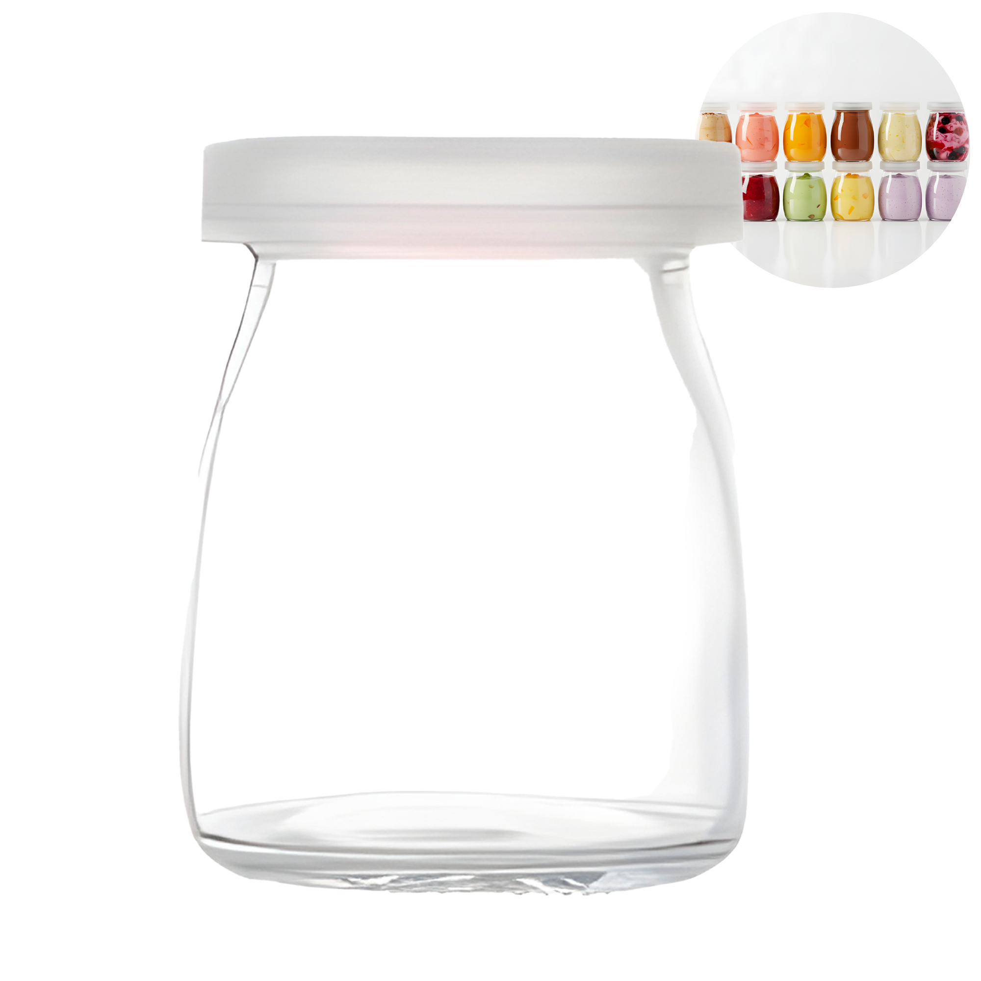Frasco Vidrio Redondo Yogur 150ML Postres Gelatina Tapa plástica 1