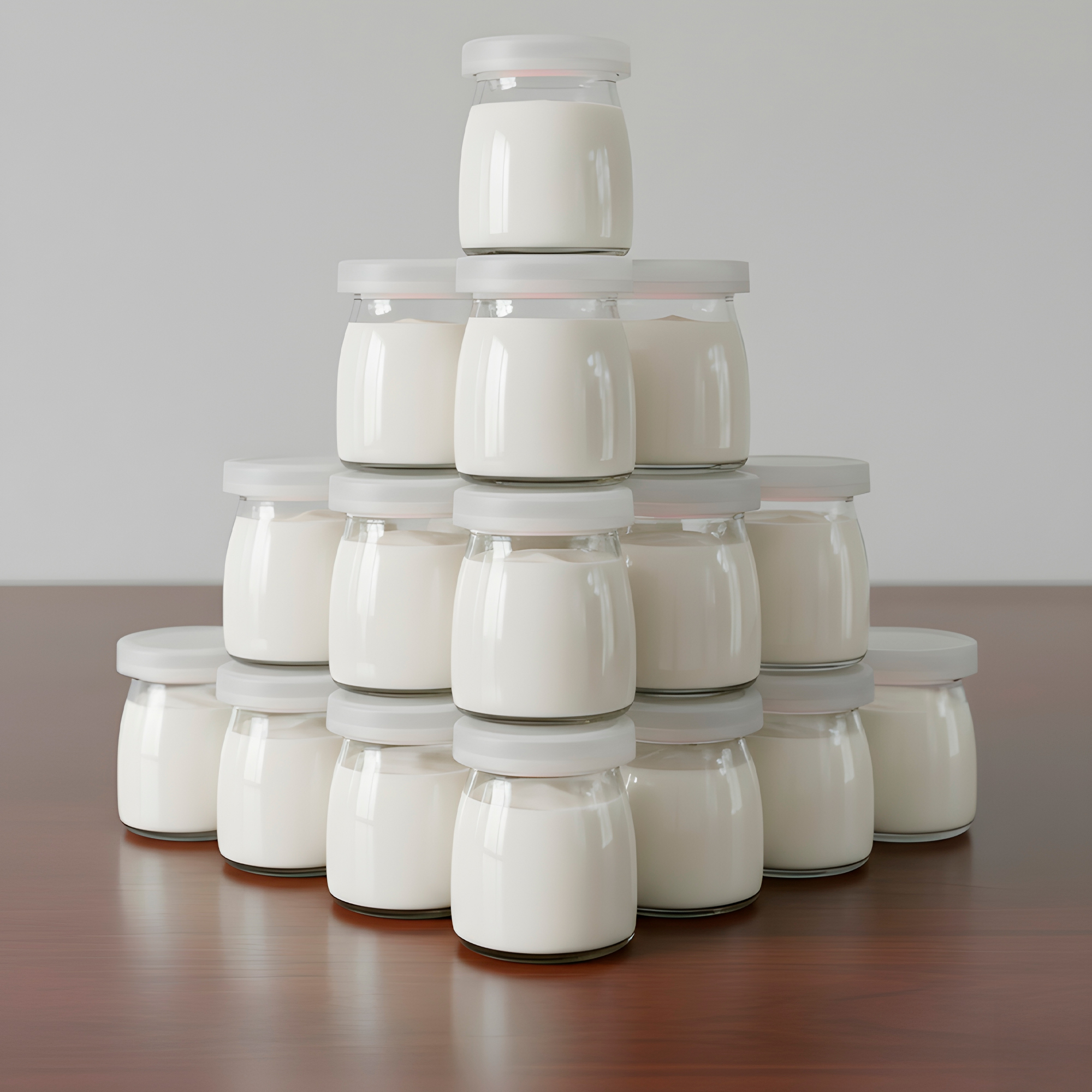 Frasco Vidrio Redondo Yogur 150ML Postres Gelatina Tapa plástica 8