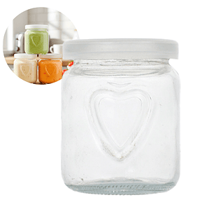 Frasco Vidrio Redondo Yogur 150ML Postres Gelatina Tapa plástica Corazon