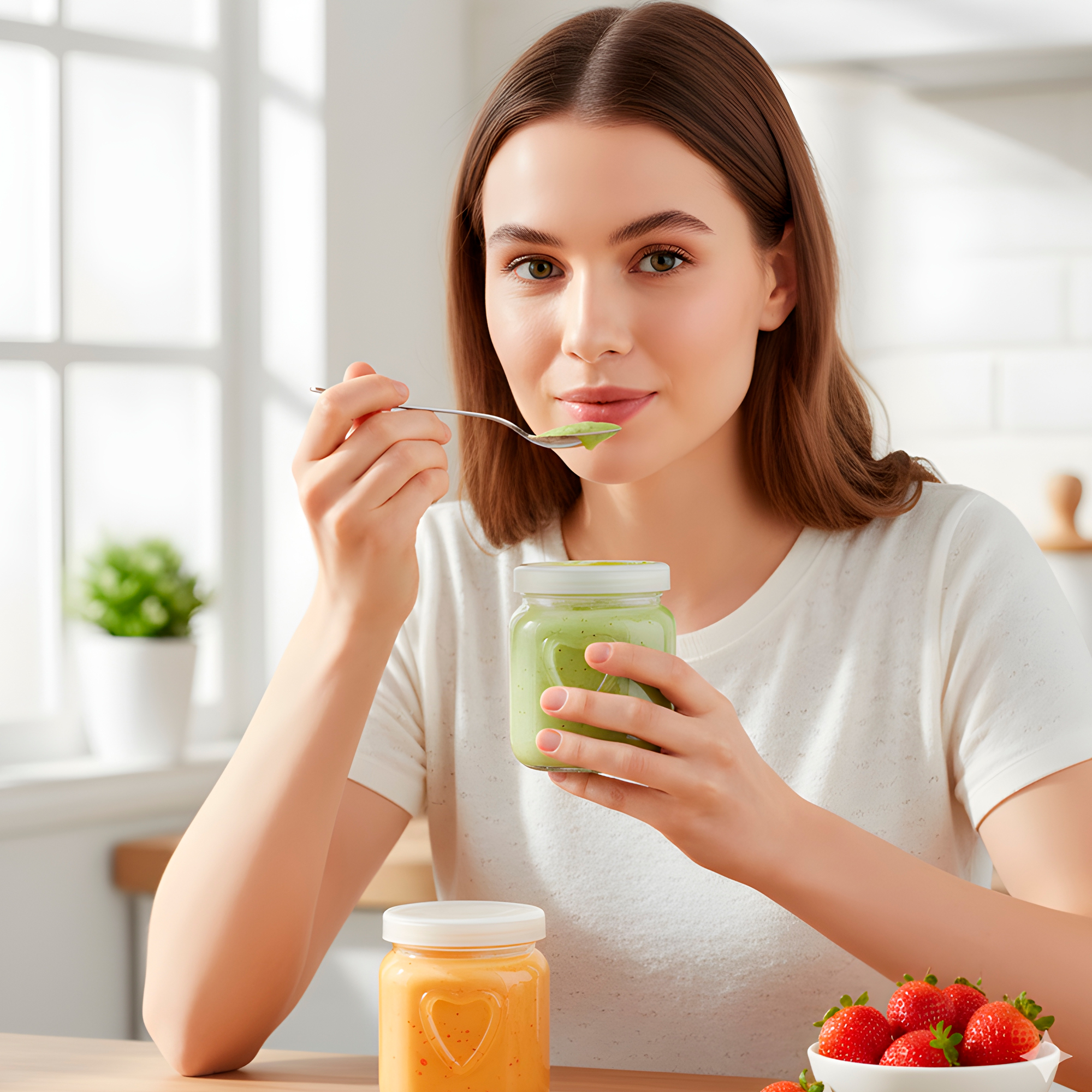 Frasco Vidrio Redondo Yogur 150ML Postres Gelatina Tapa plástica Corazon 6