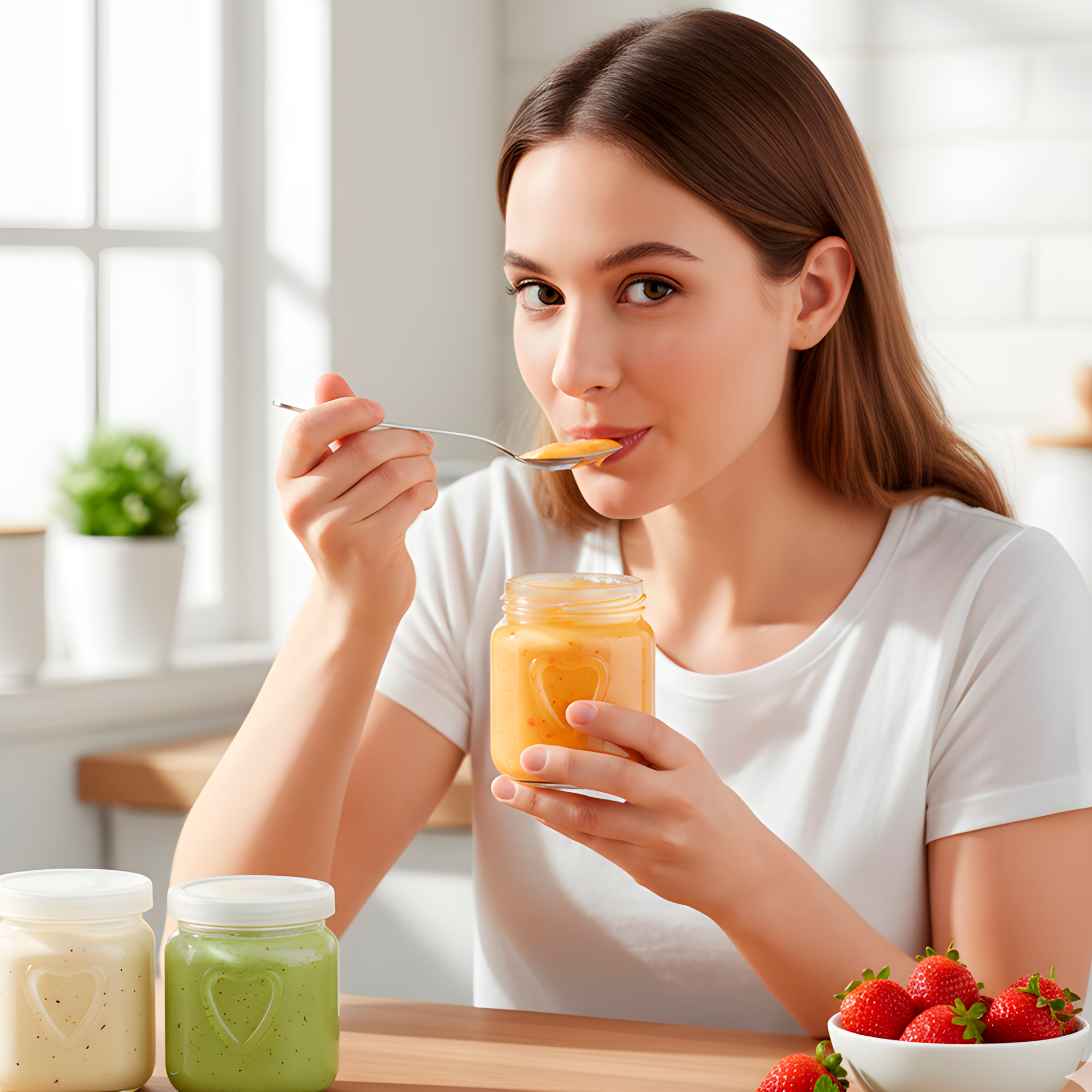 Frasco Vidrio Redondo Yogur 150ML Postres Gelatina Tapa plástica Corazon 10