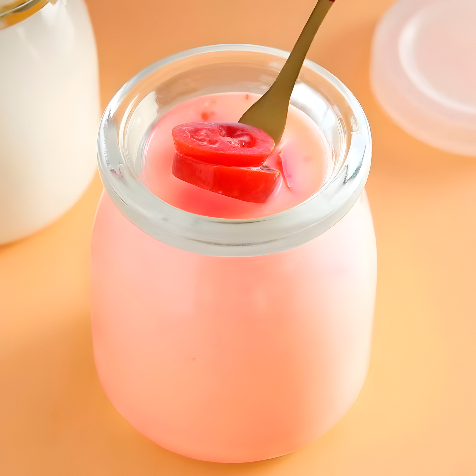 Frasco Vidrio Redondo Yogur 200ML Postres Gelatina Tapa plástica 4