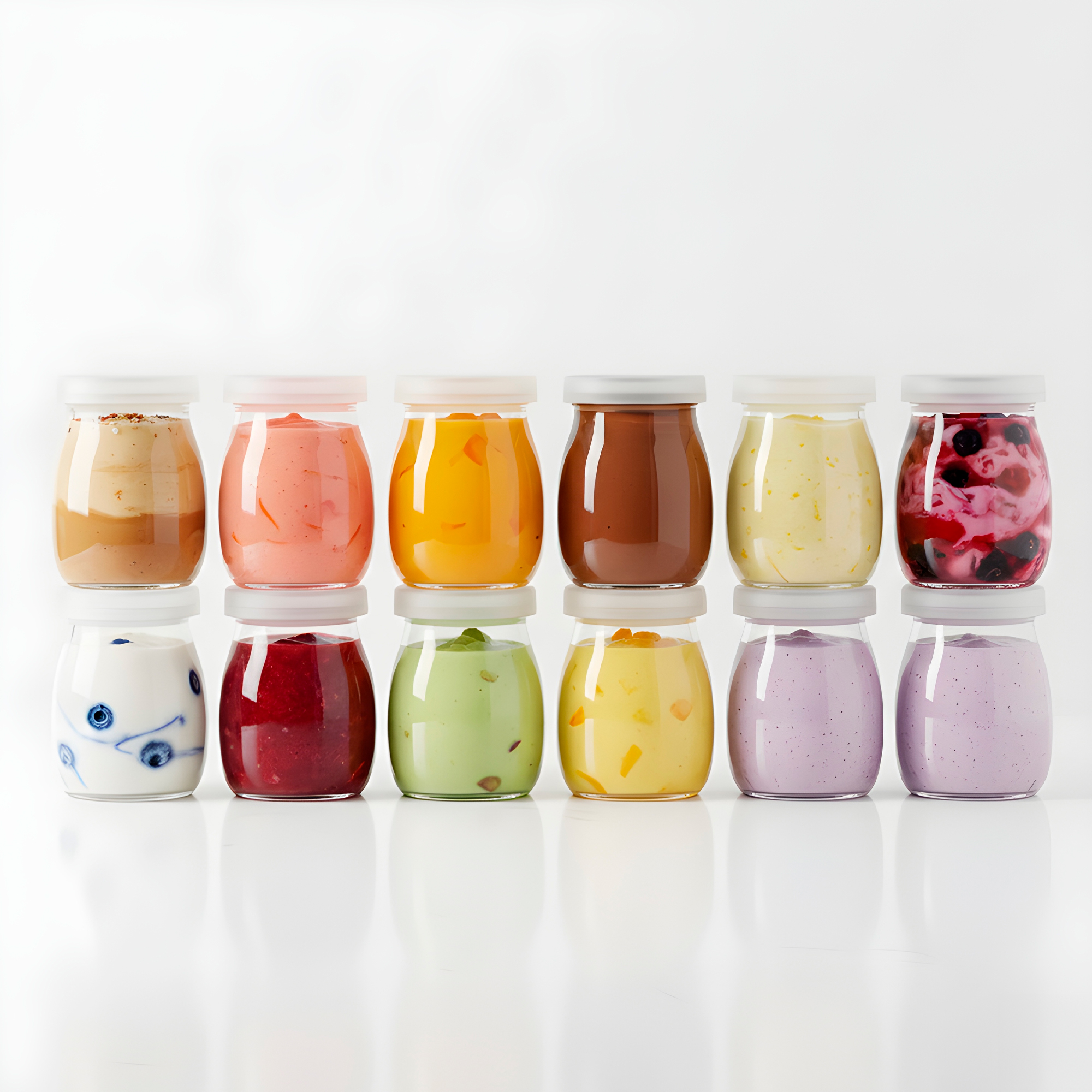 Frasco Vidrio Redondo Yogur 200ML Postres Gelatina Tapa plástica 6