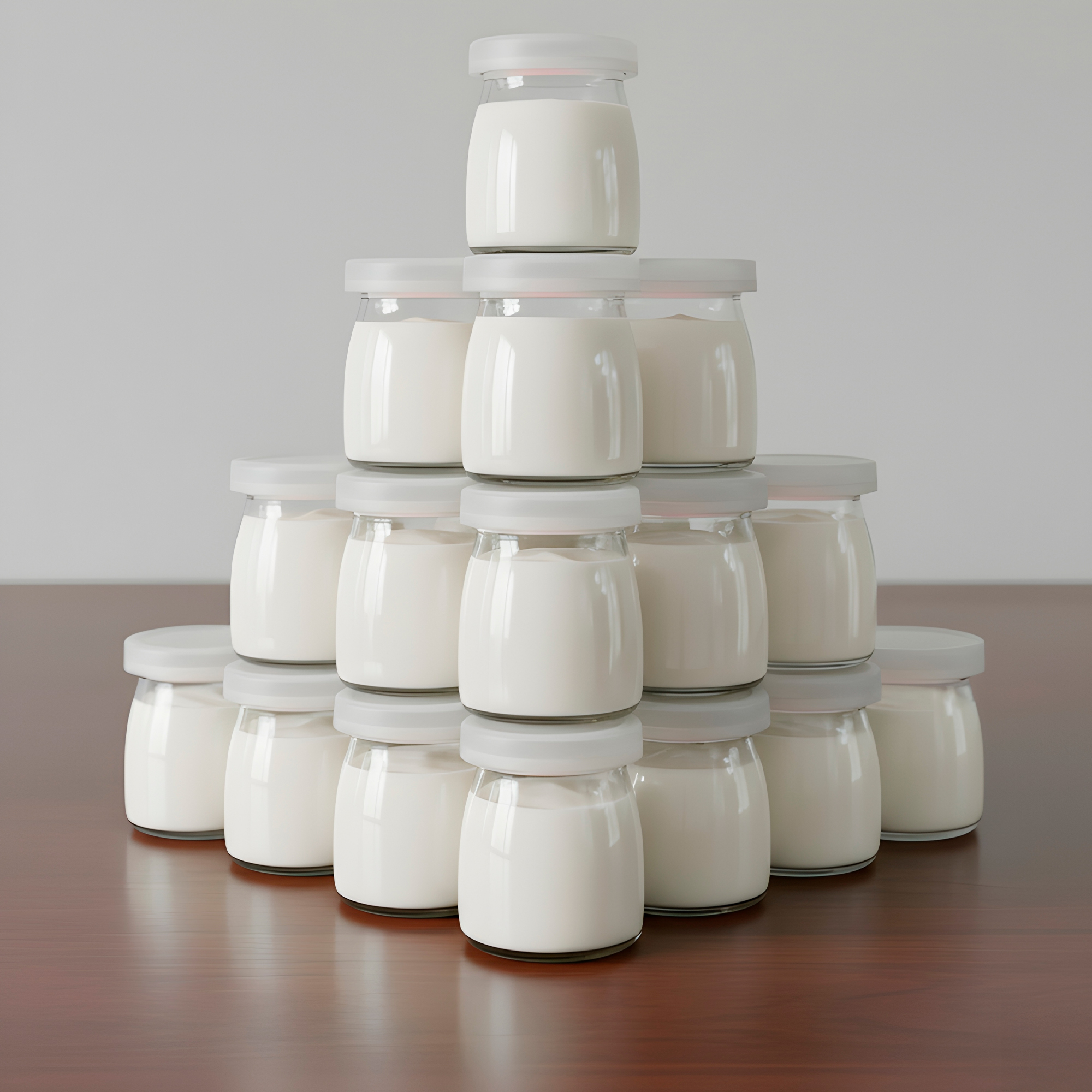 Frasco Vidrio Redondo Yogur 200ML Postres Gelatina Tapa plástica 8