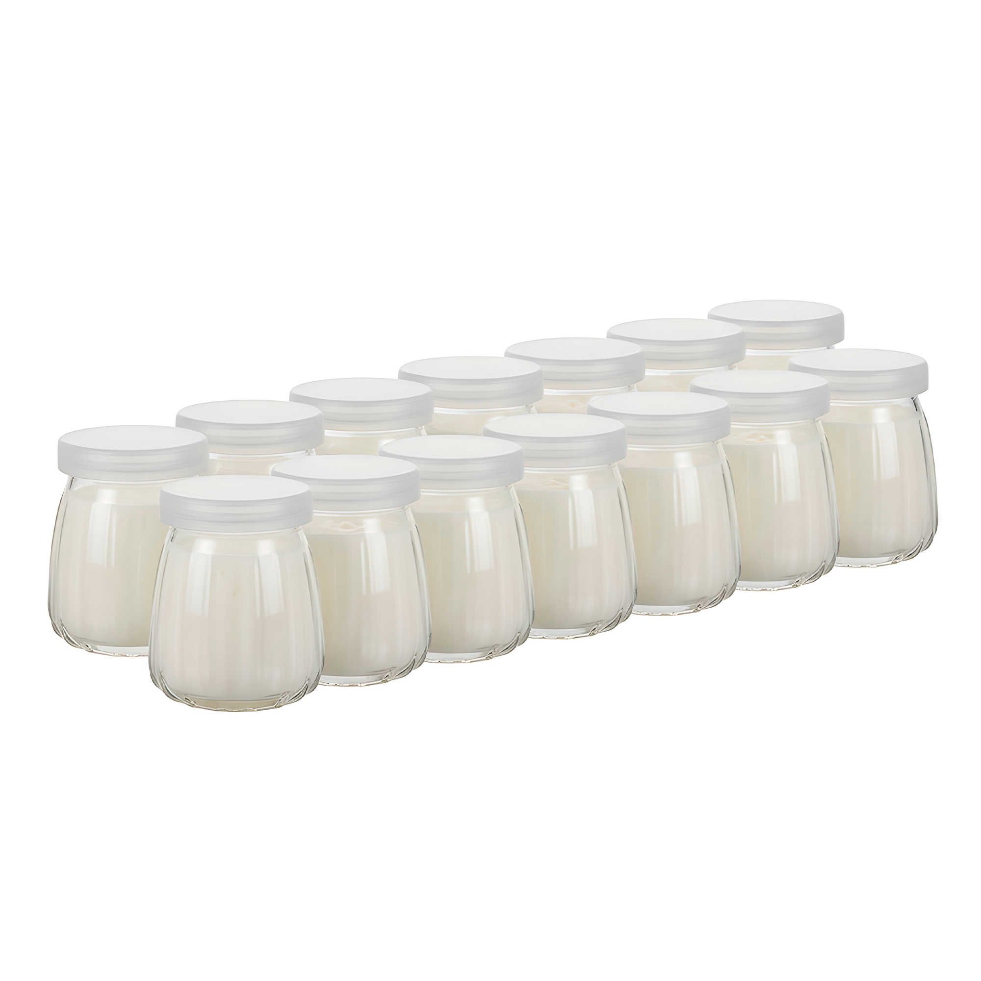 Frasco Vidrio Redondo Yogur 100ML Postres Gelatina Tapa plástica 4