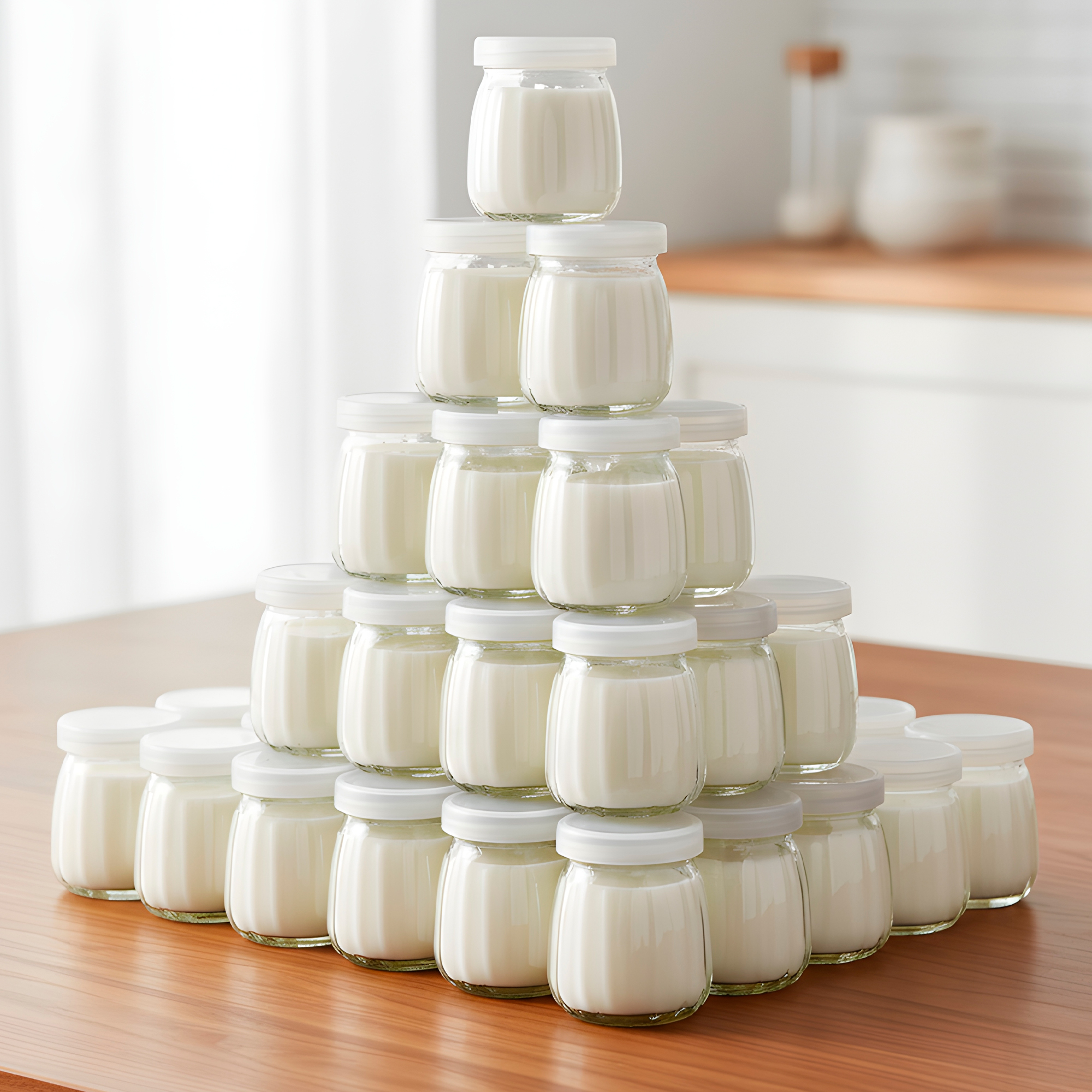 Frasco Vidrio Redondo Yogur 100ML Postres Gelatina Tapa plástica 5