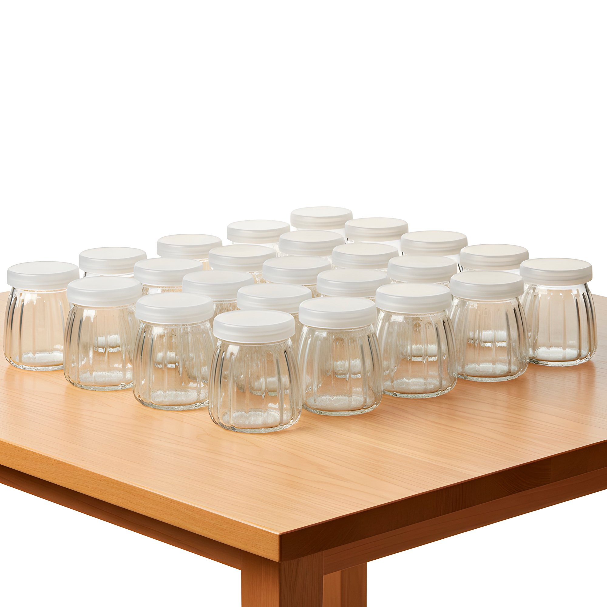 Frasco Vidrio Redondo Yogur 100ML Postres Gelatina Tapa plástica 8