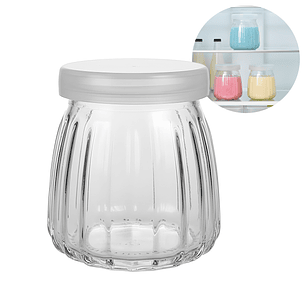 Frasco Vidrio Redondo Yogur 100ML Postres Gelatina Tapa plástica