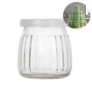 Frasco Vidrio Redondo Yogur 200ML Postres Gelatina Tapa plástica