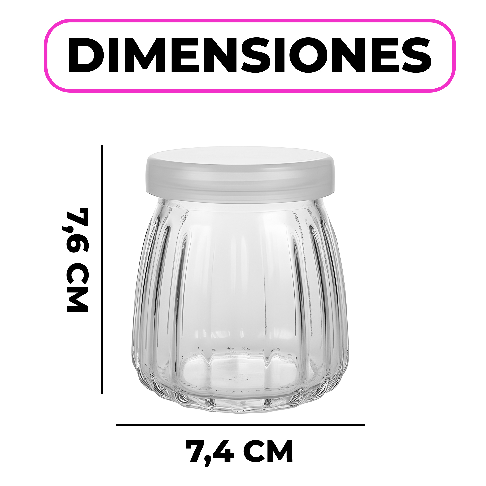Frasco Vidrio Redondo Yogur 200ML Postres Gelatina Tapa plástica 2