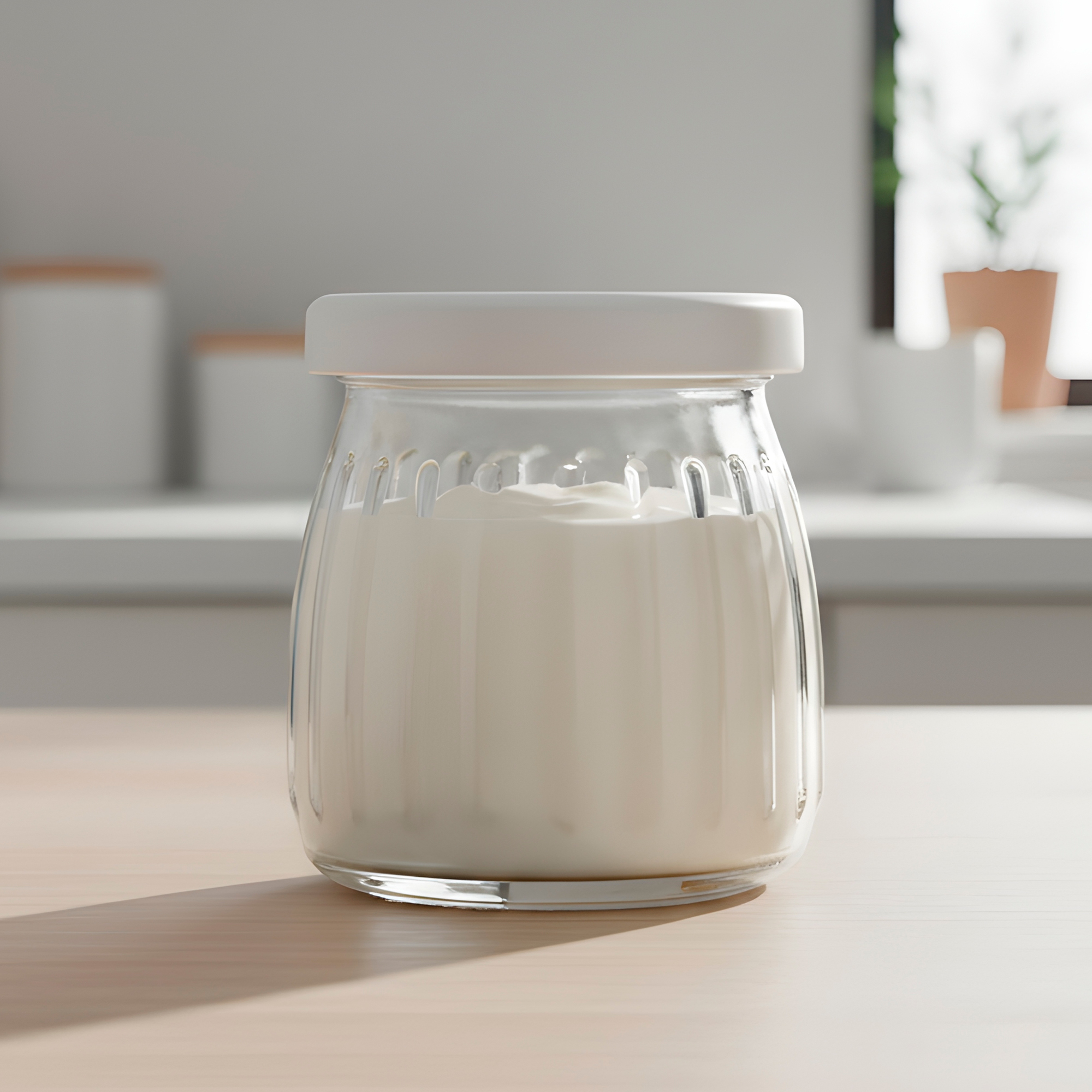 Frasco Vidrio Redondo Yogur 200ML Postres Gelatina Tapa plástica 5