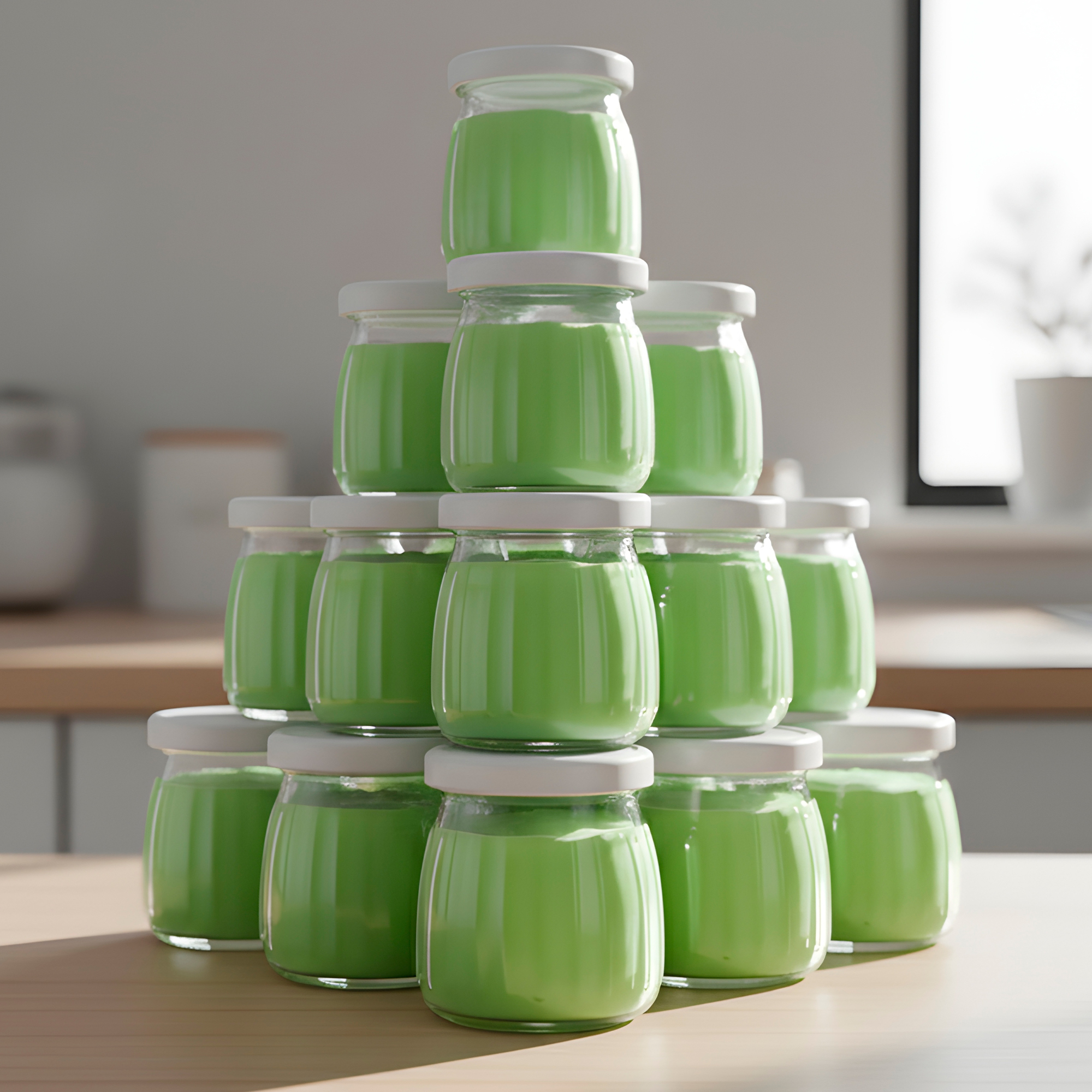 Frasco Vidrio Redondo Yogur 200ML Postres Gelatina Tapa plástica 4